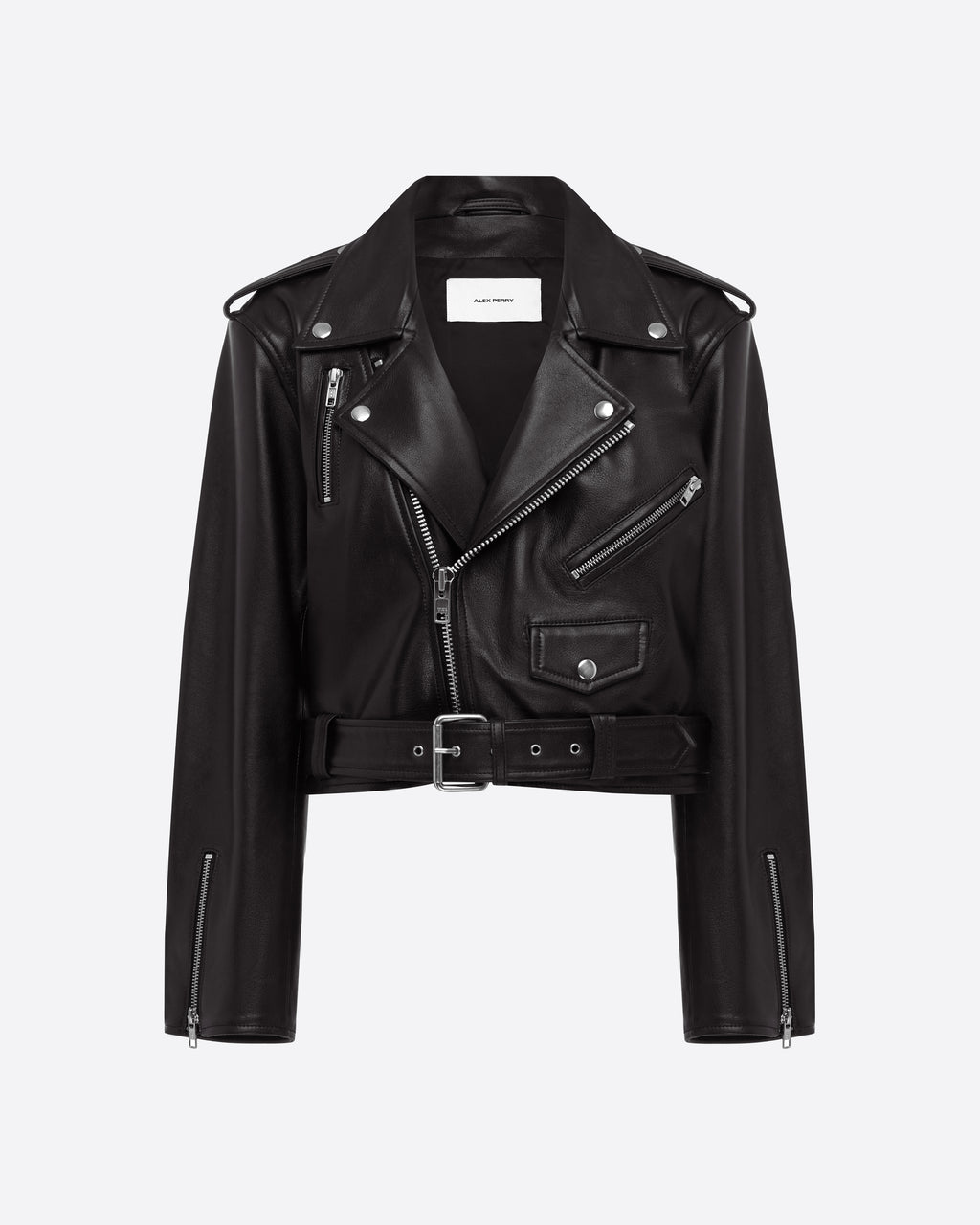 Cropped Biker Jacket in Leather