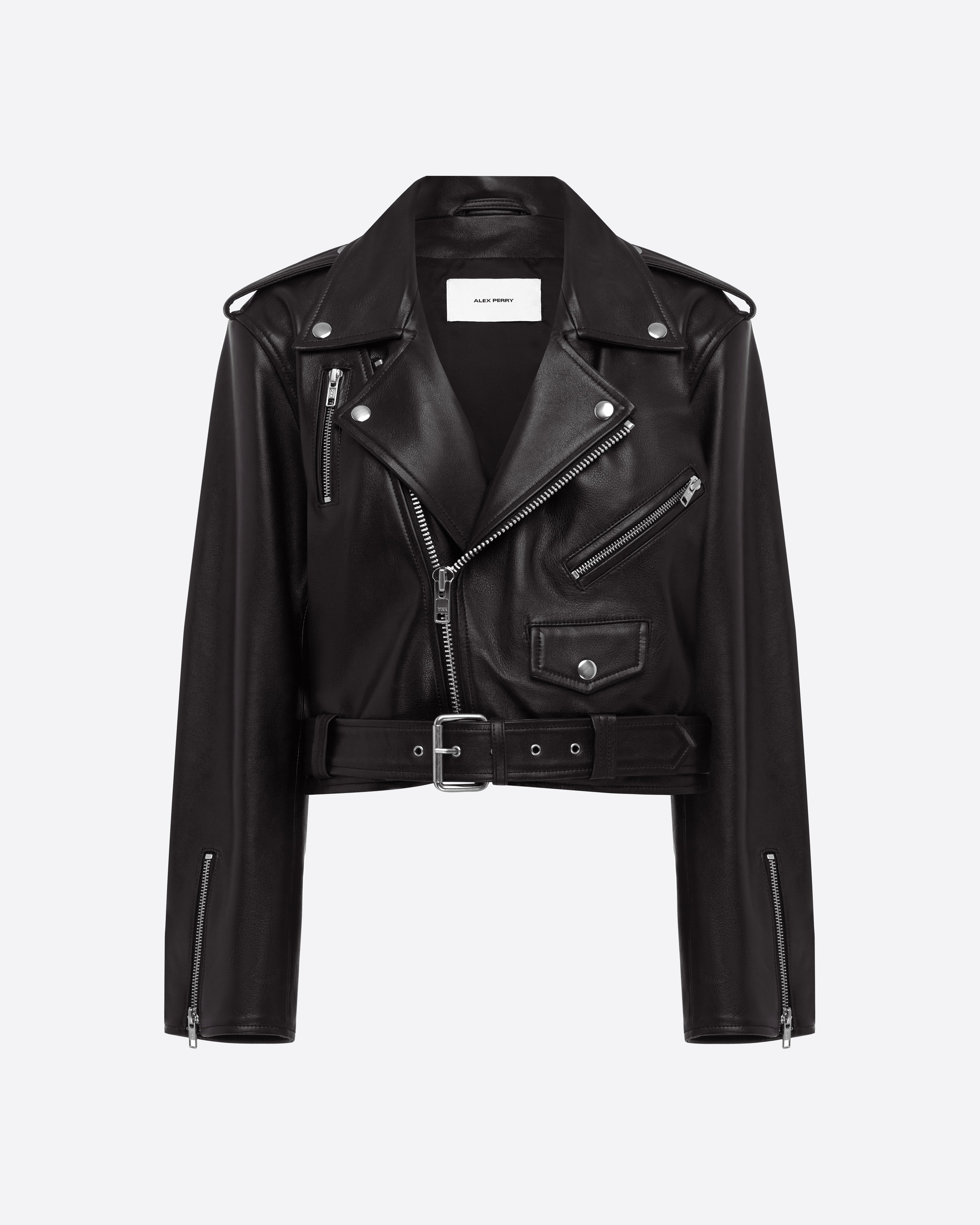 Cropped Biker Jacket in Leather