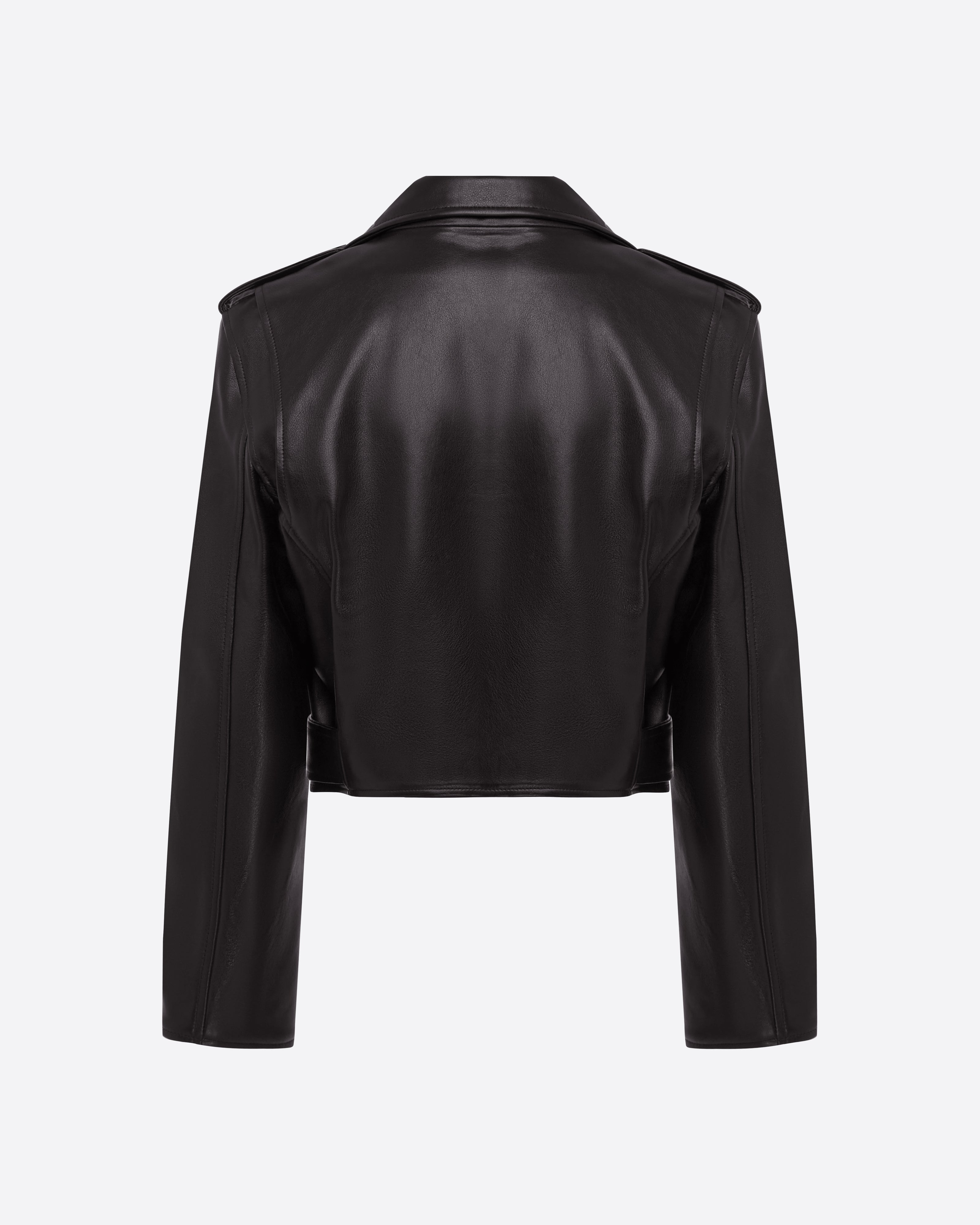 Cropped Biker Jacket in Leather