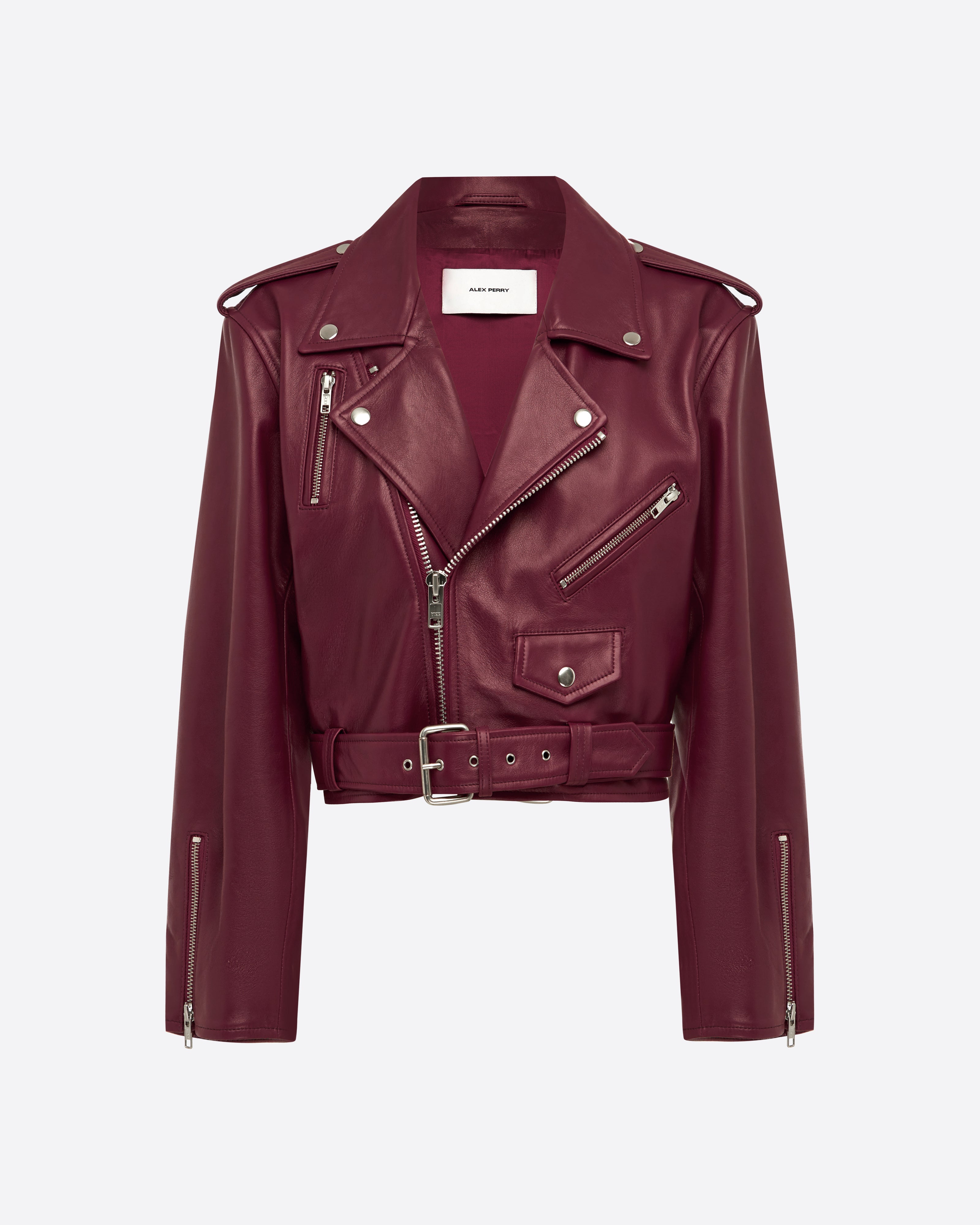 Cropped Biker Jacket in Leather