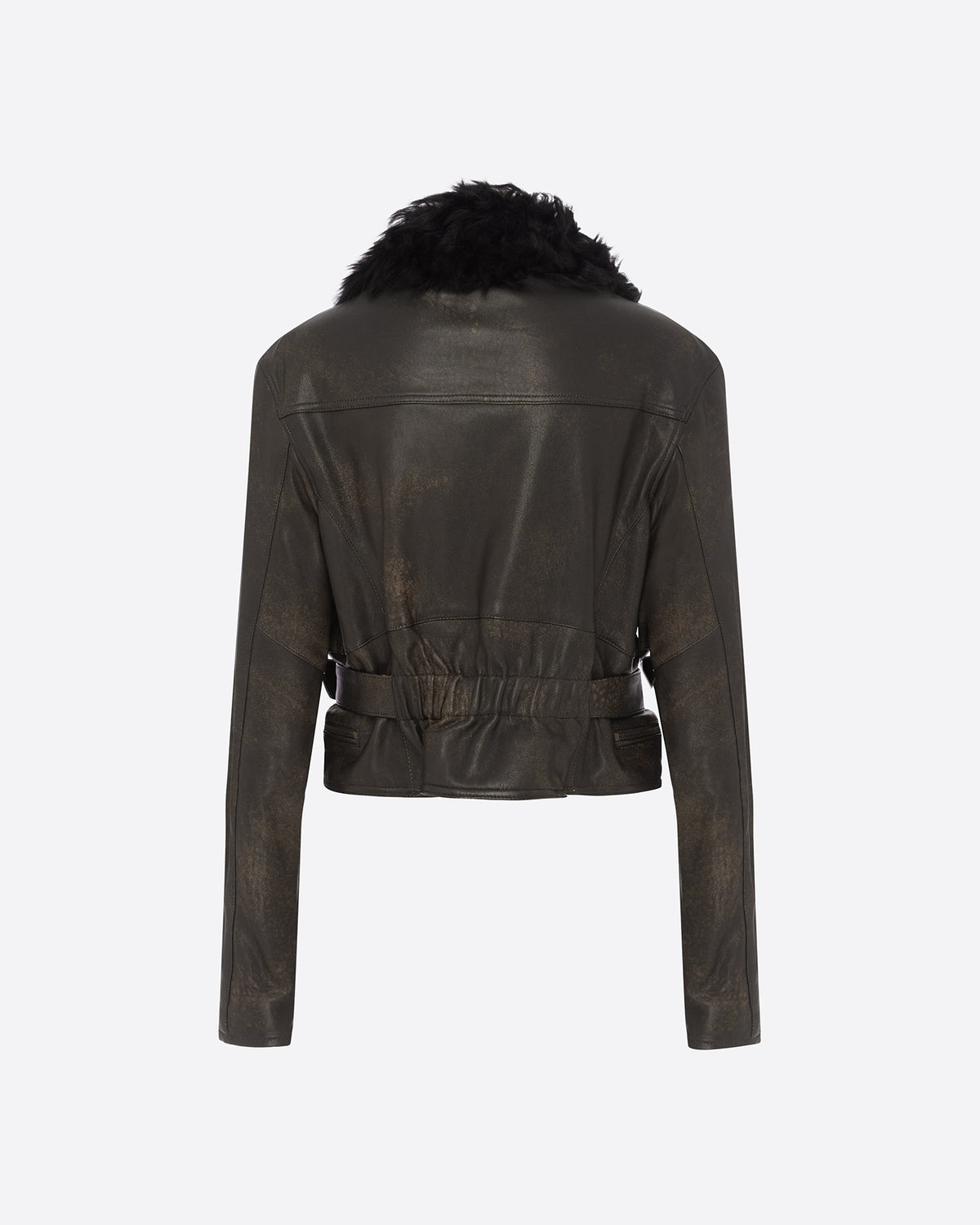 Cropped Biker Jacket in Leather
