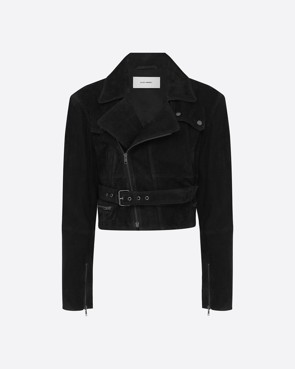 Cropped Biker Jacket in Suede