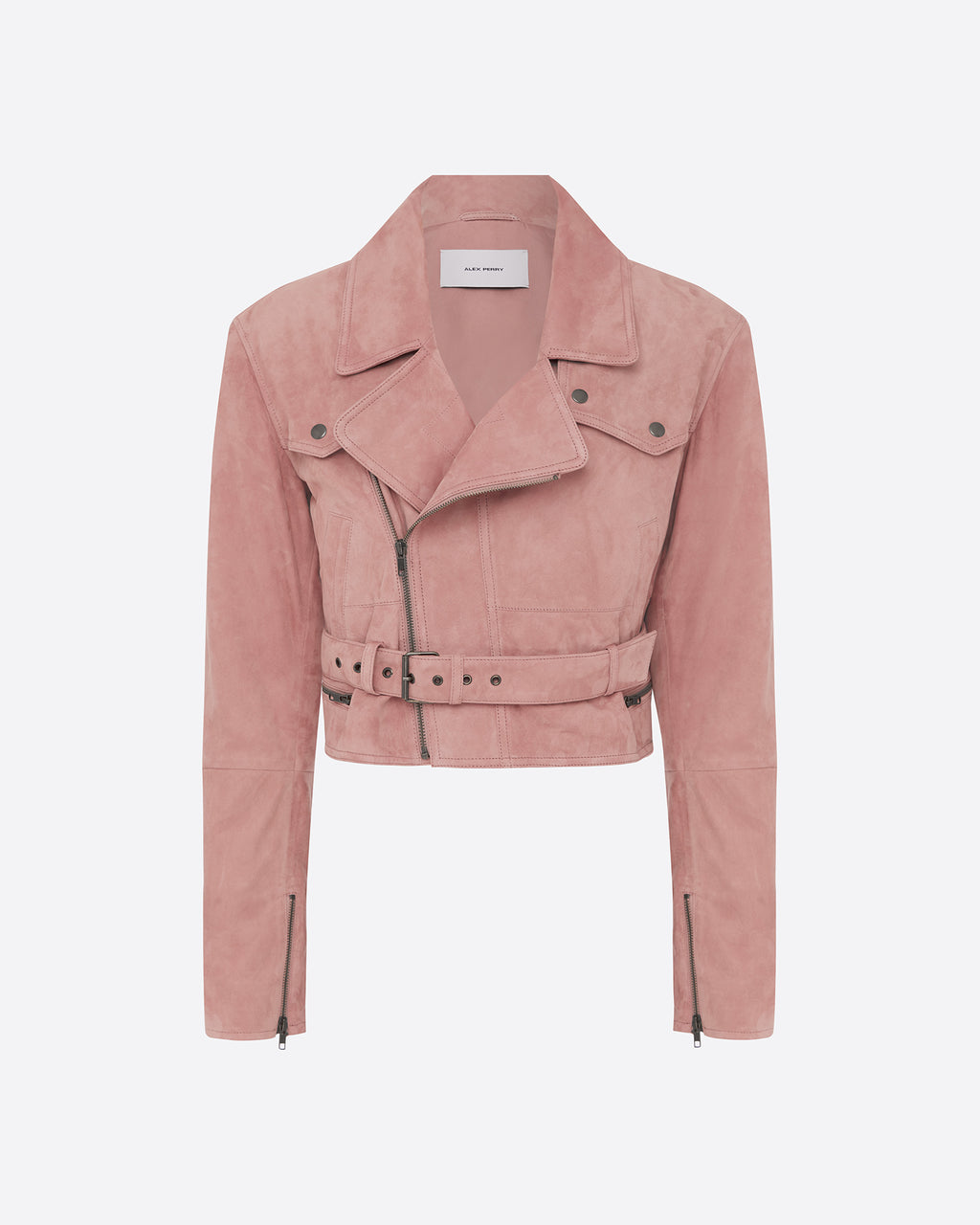 Cropped Biker Jacket in Suede