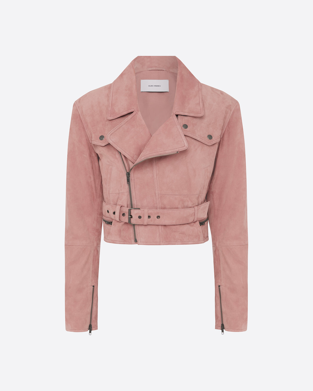 Cropped Biker Jacket in Suede