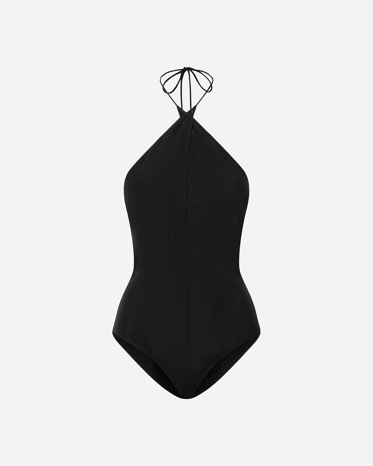 Cross Tie Halter Bodysuit in Stretch Mesh