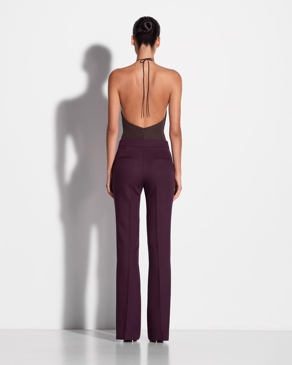 Cross Tie Halter Bodysuit in Stretch Mesh