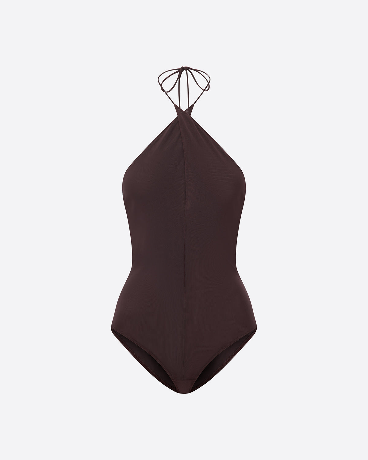 Cross Tie Halter Bodysuit in Stretch Mesh