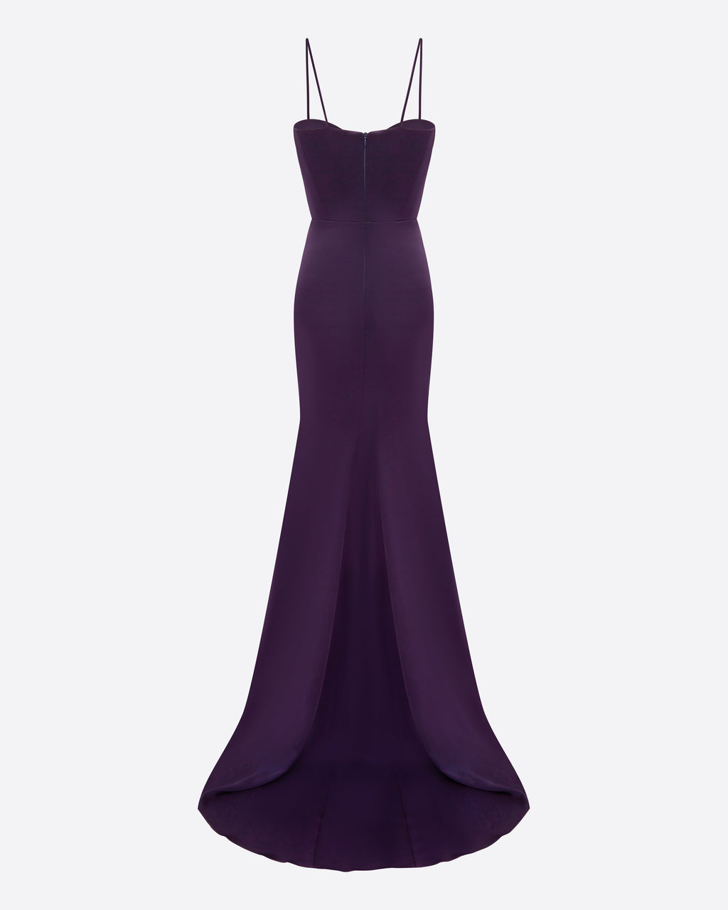 Cupped Asymmetric Tiered Drape Gown in Satin Crepe