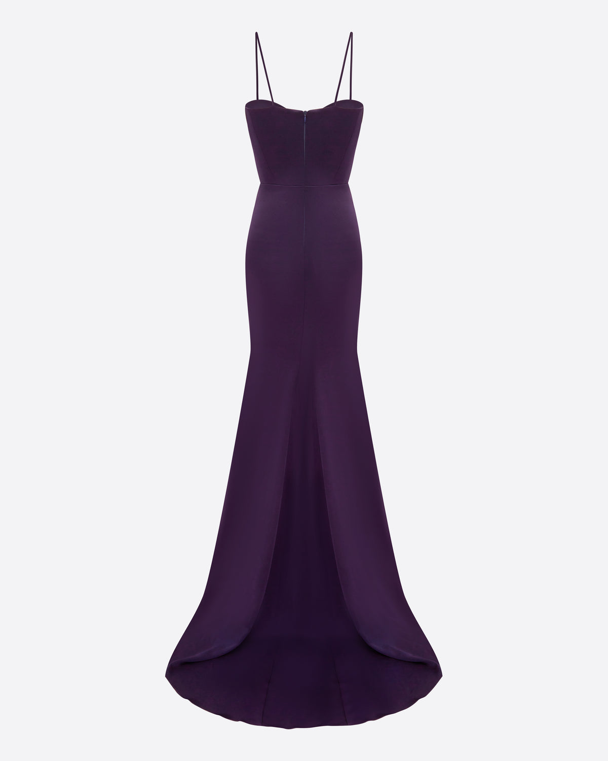 Cupped Asymmetric Tiered Drape Gown in Satin Crepe