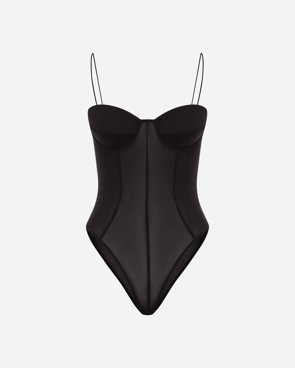 Cupped Bodysuit in Stretch Mesh