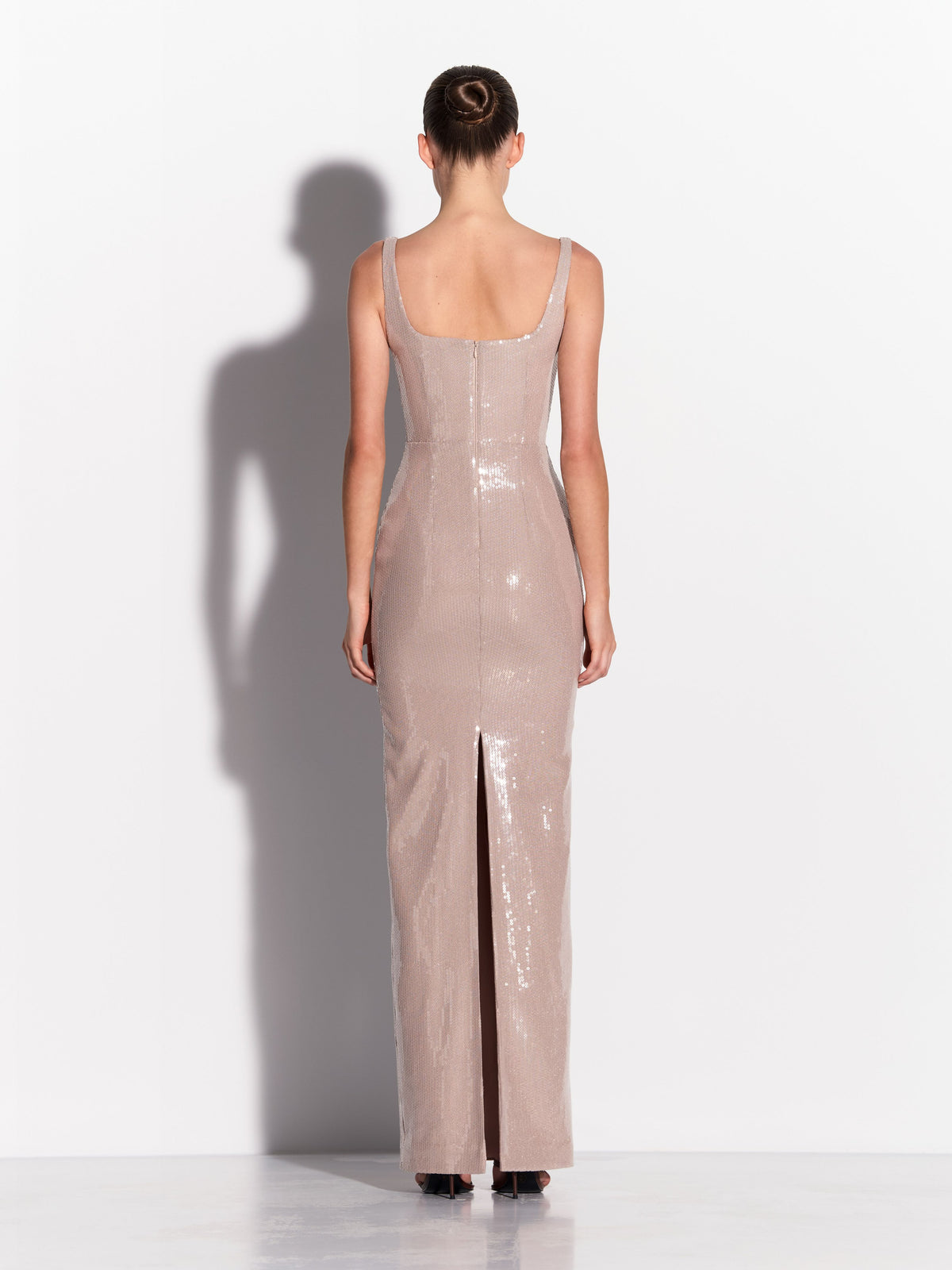 Cupped Column in Sequin Mesh
