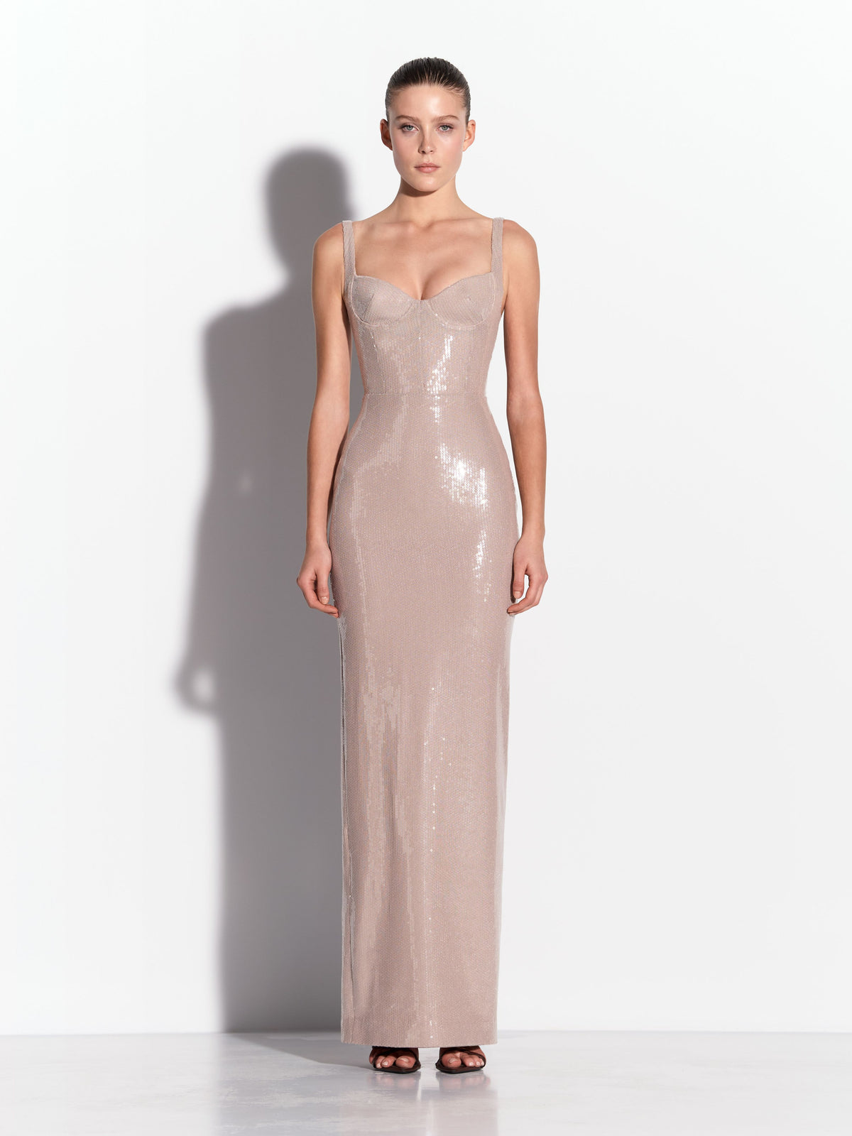 Cupped Column in Sequin Mesh