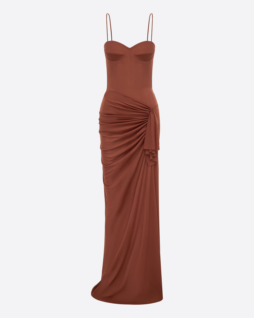 Cupped Drape Gown in Stretch Mesh
