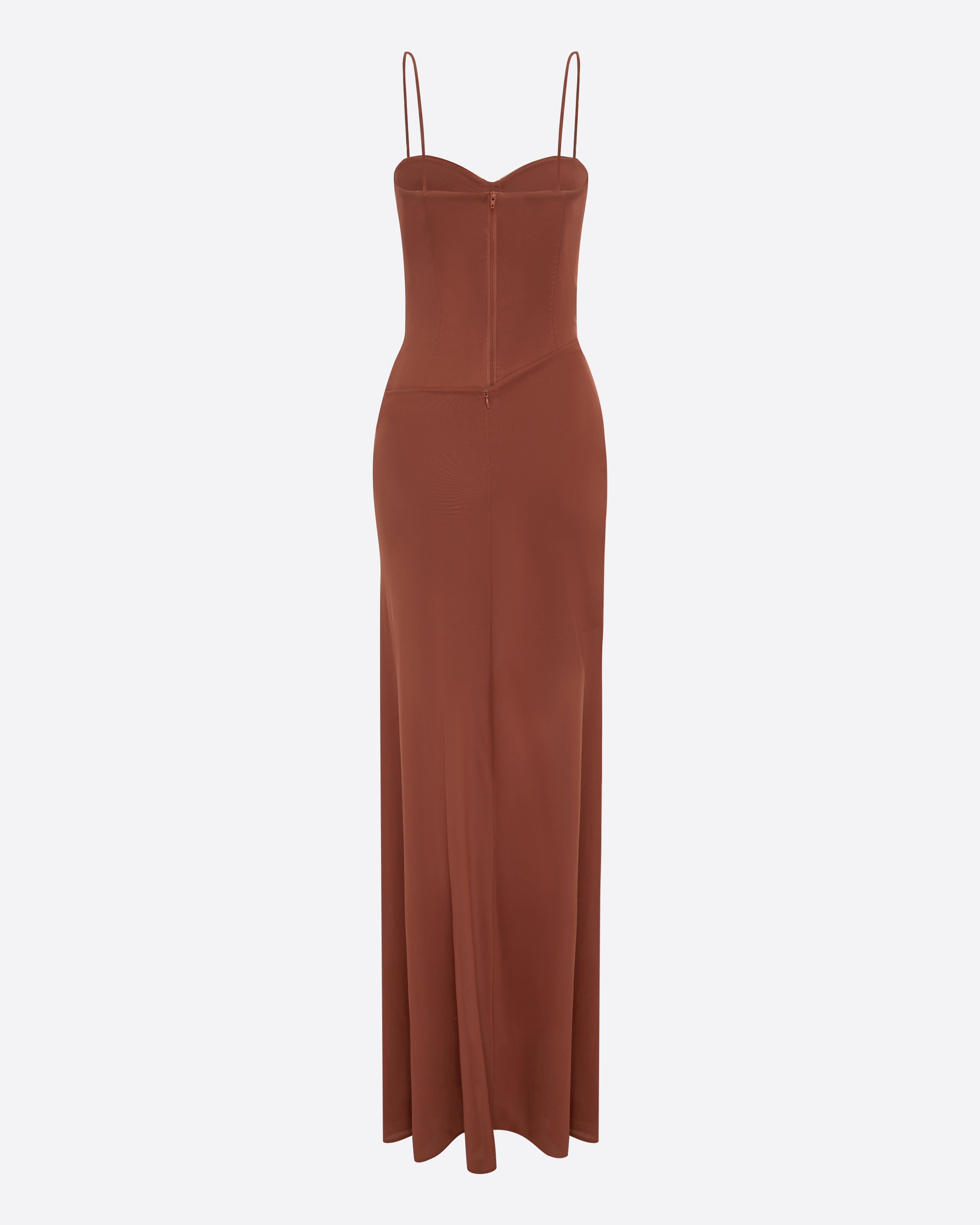 Cupped Drape Gown in Stretch Mesh