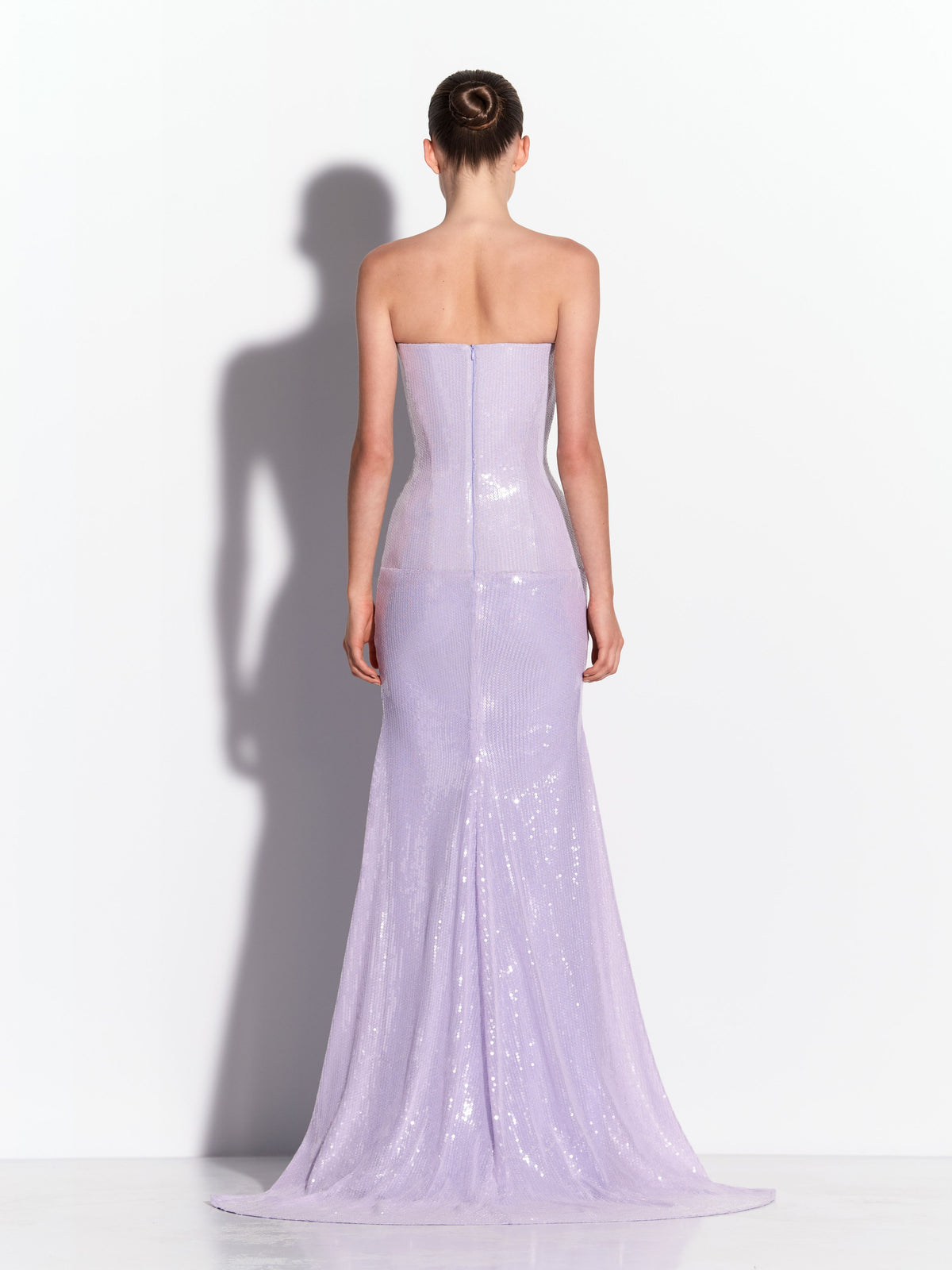 Cupped Strapless Longline Gown in Sequin Mesh