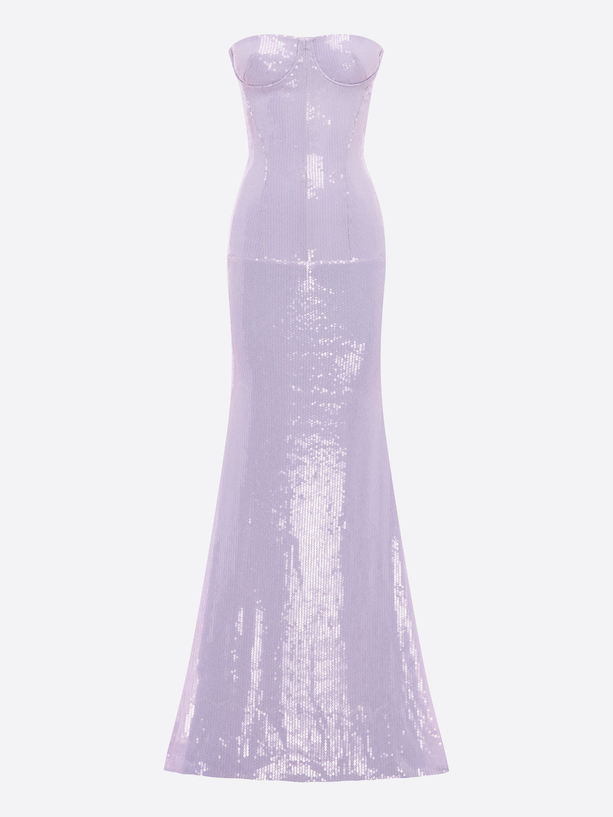 Cupped Strapless Longline Gown in Sequin Mesh