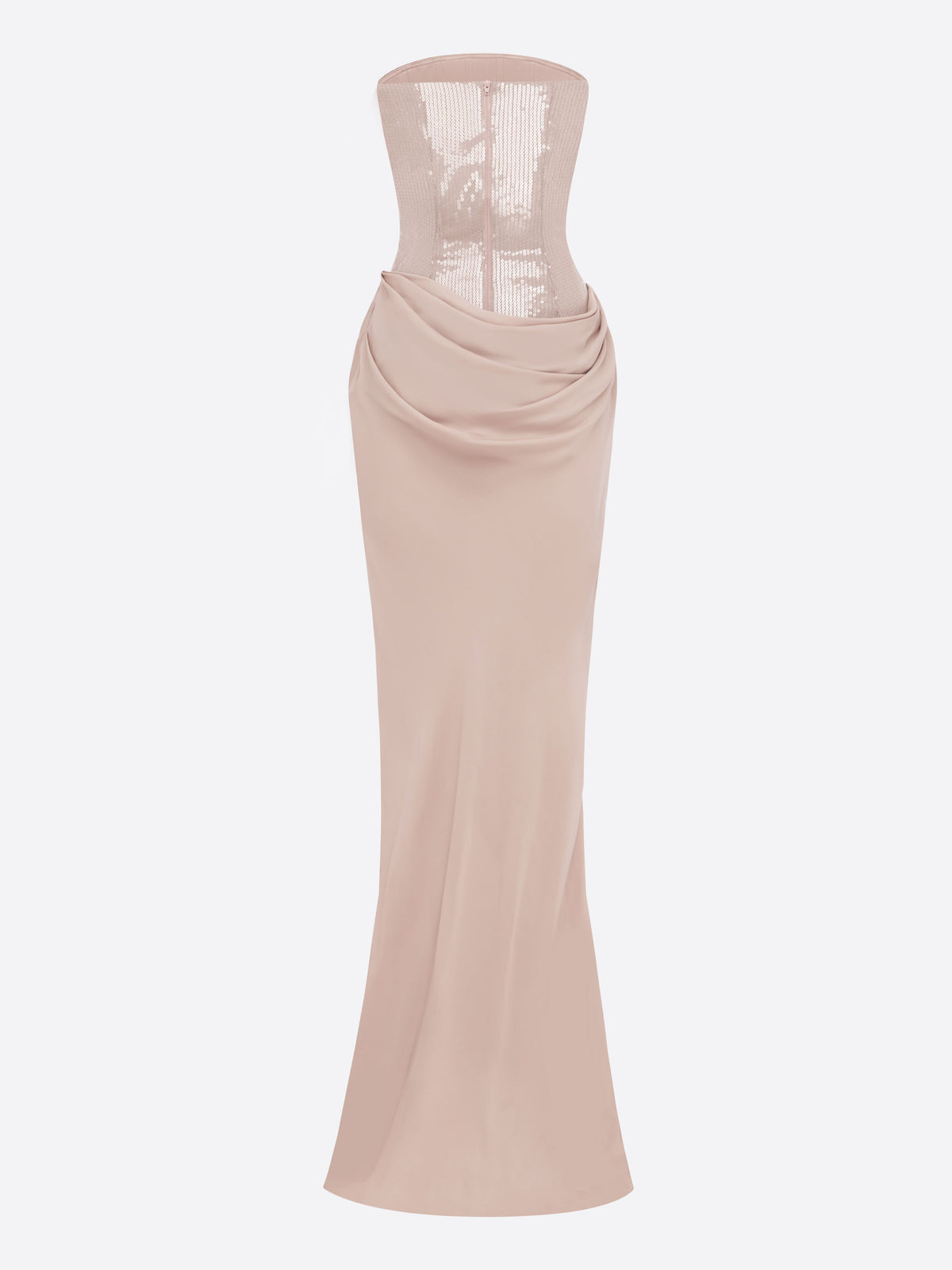 Curved Drape Gown in Sequin Mesh Georgette