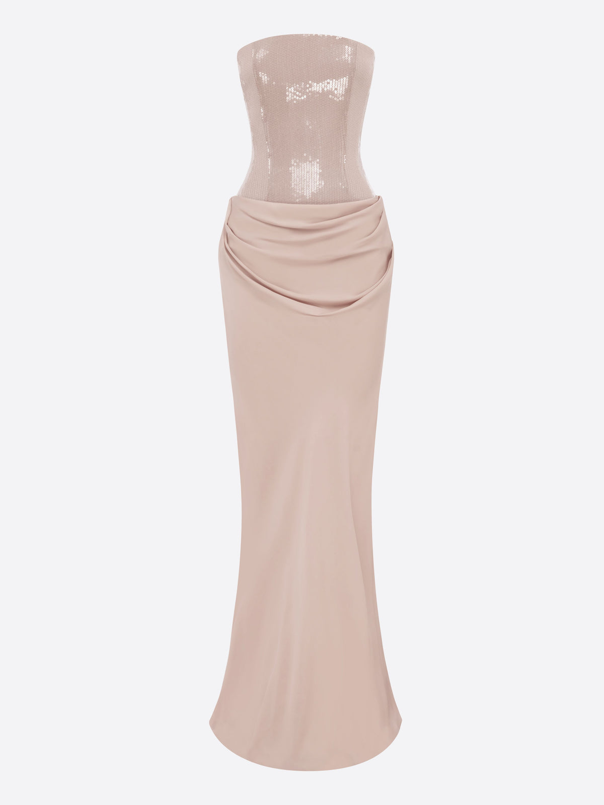 Curved Drape Gown in Sequin Mesh Georgette