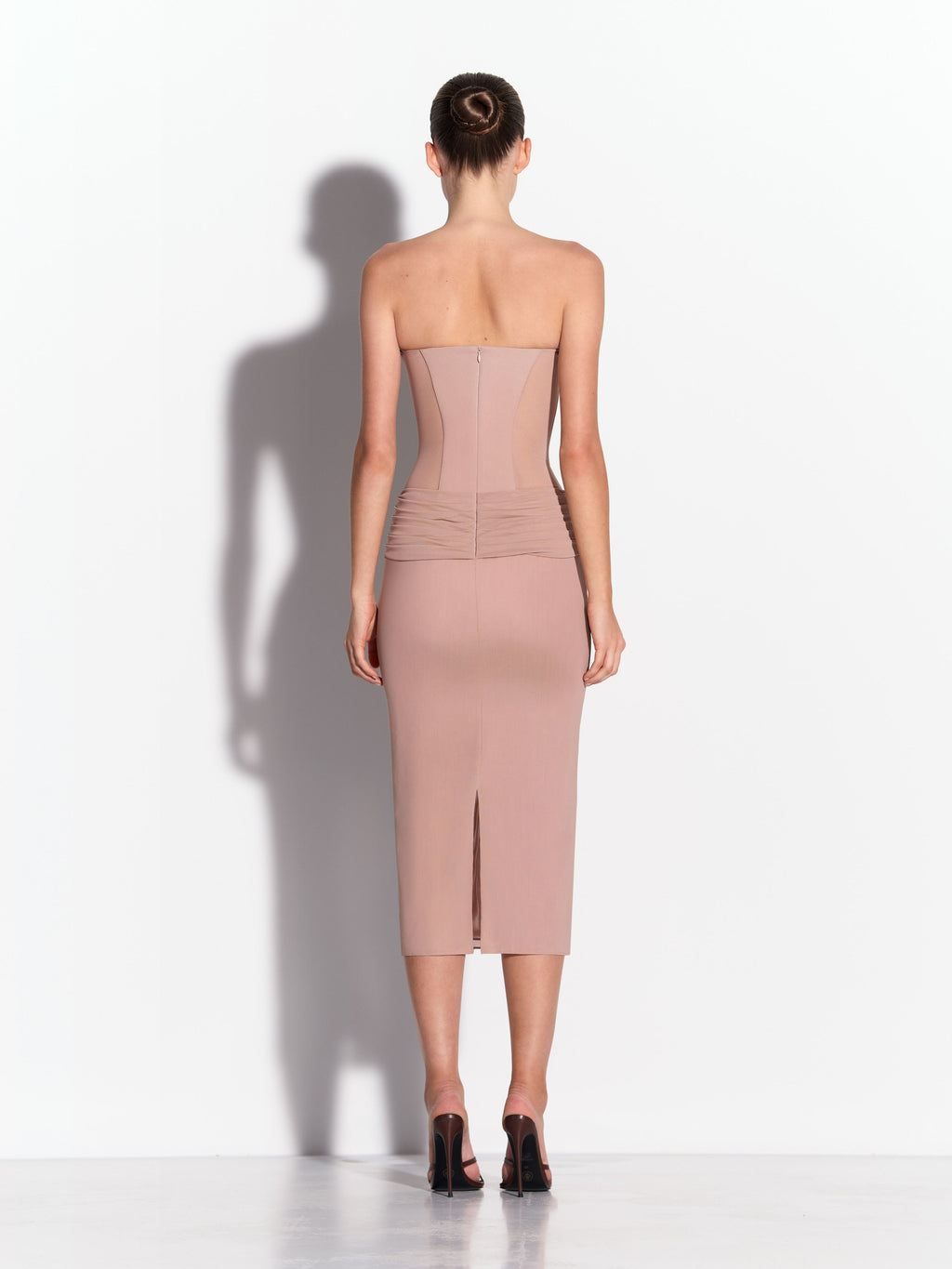 Curved Longline Dress in Stretch Mesh
