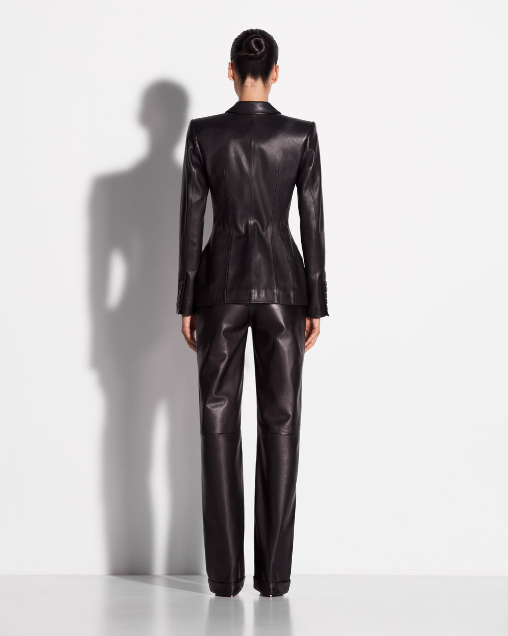 Double Breasted Contour Blazer in Leather