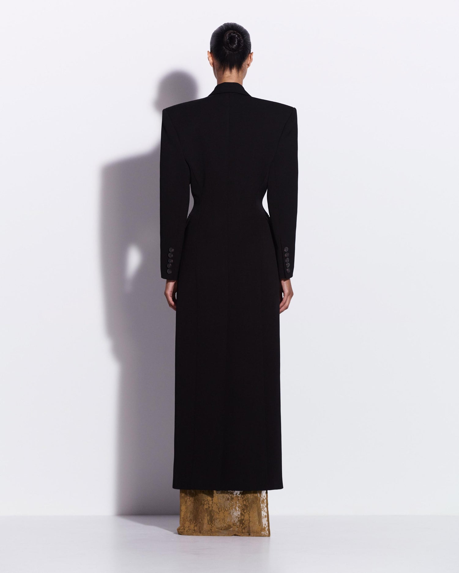 Double Breasted Contour Coat in Wool Suiting