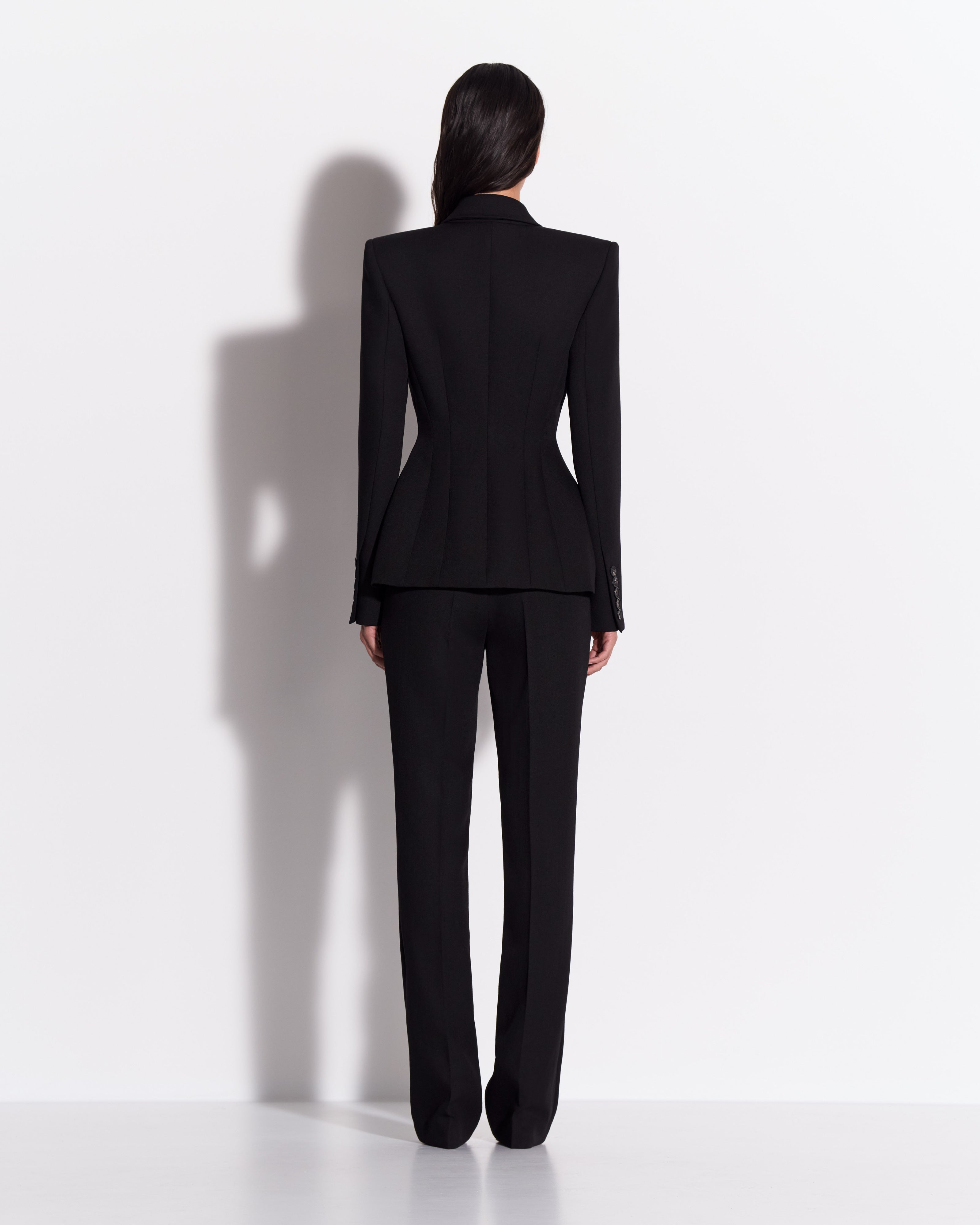 Double Breasted Fitted Blazer in Wool Suiting