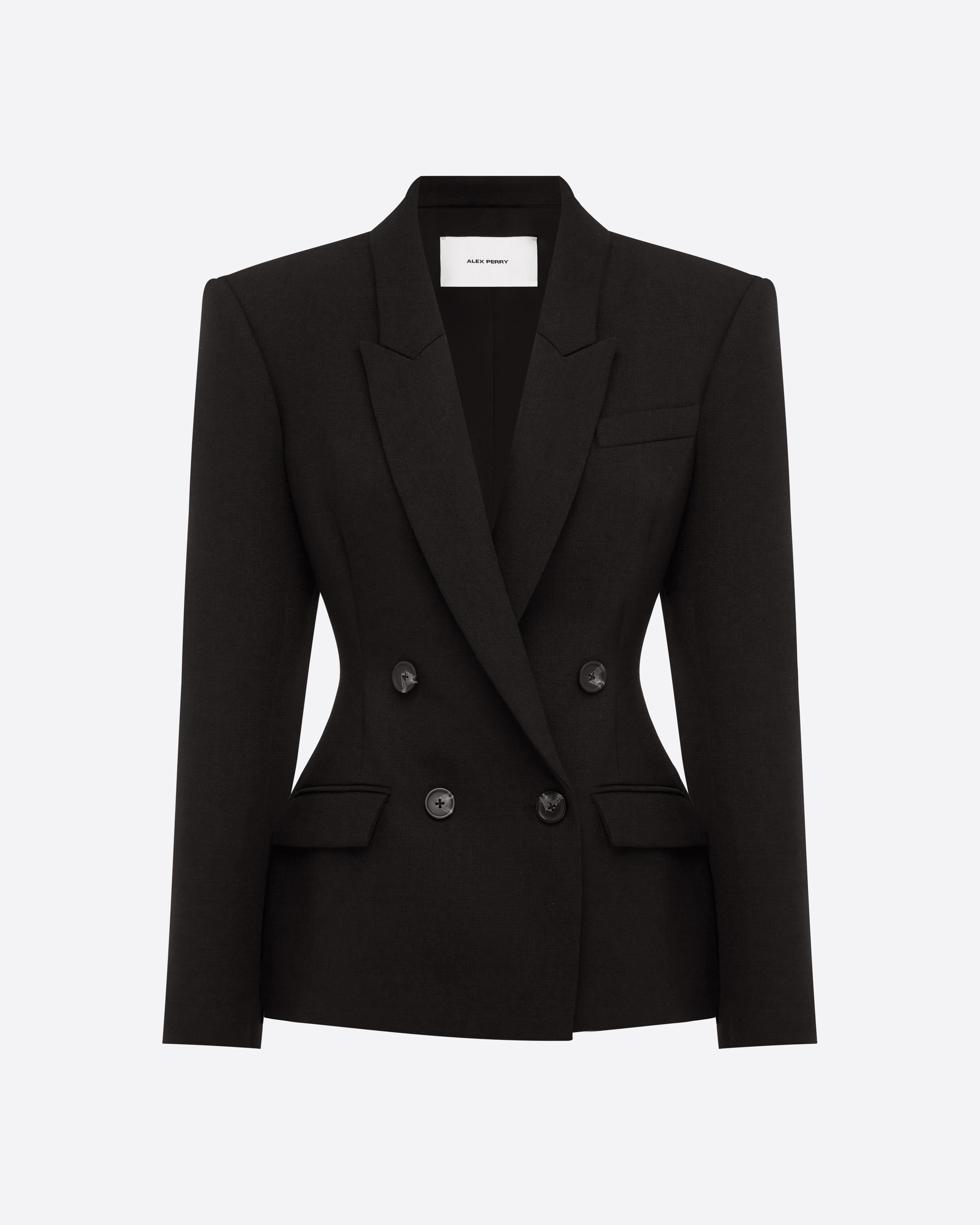 Double Breasted Fitted Blazer in Wool Suiting