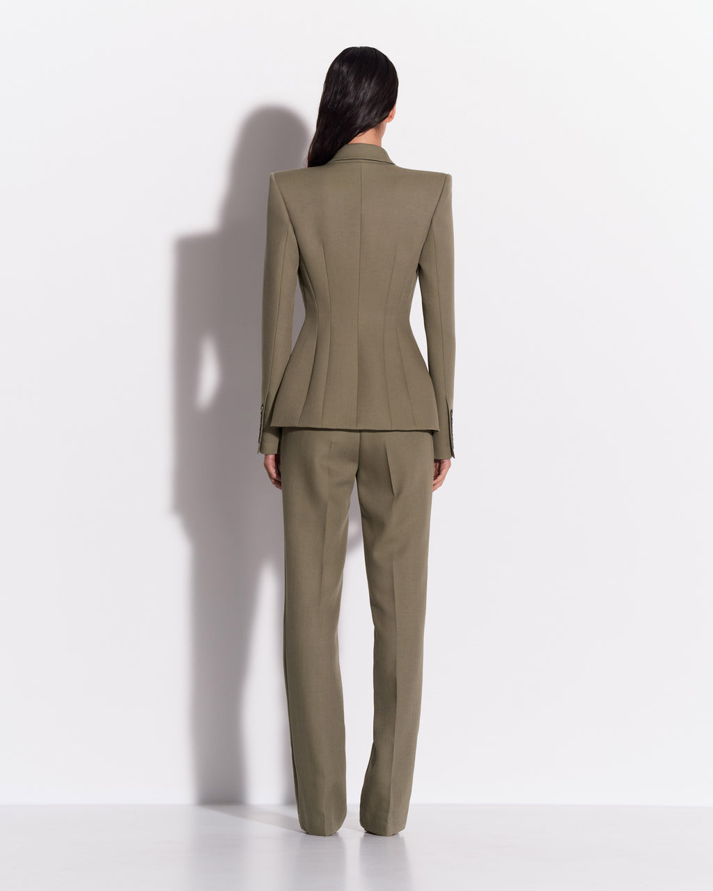 Double Breasted Fitted Blazer in Wool Suiting
