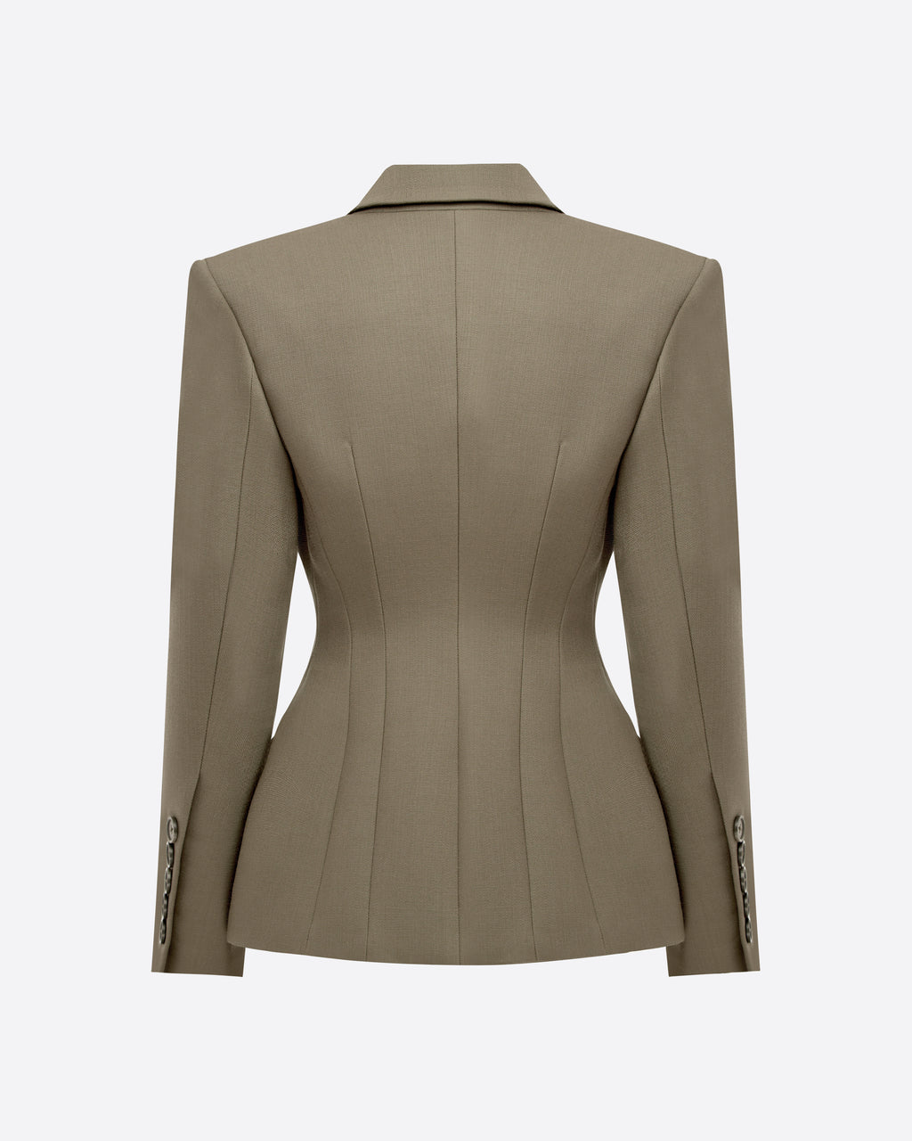 Double Breasted Fitted Blazer in Wool Suiting