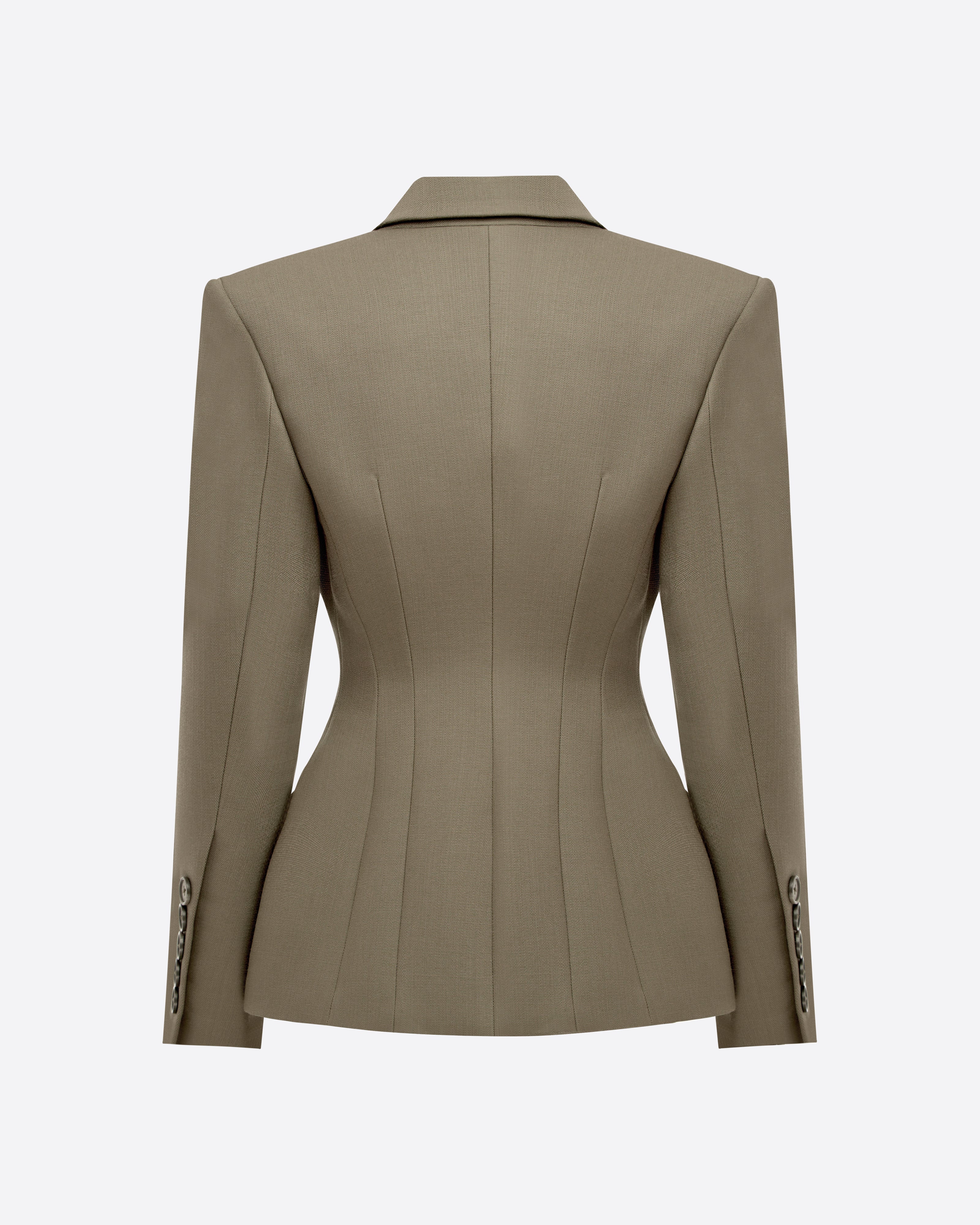 Double Breasted Fitted Blazer in Wool Suiting
