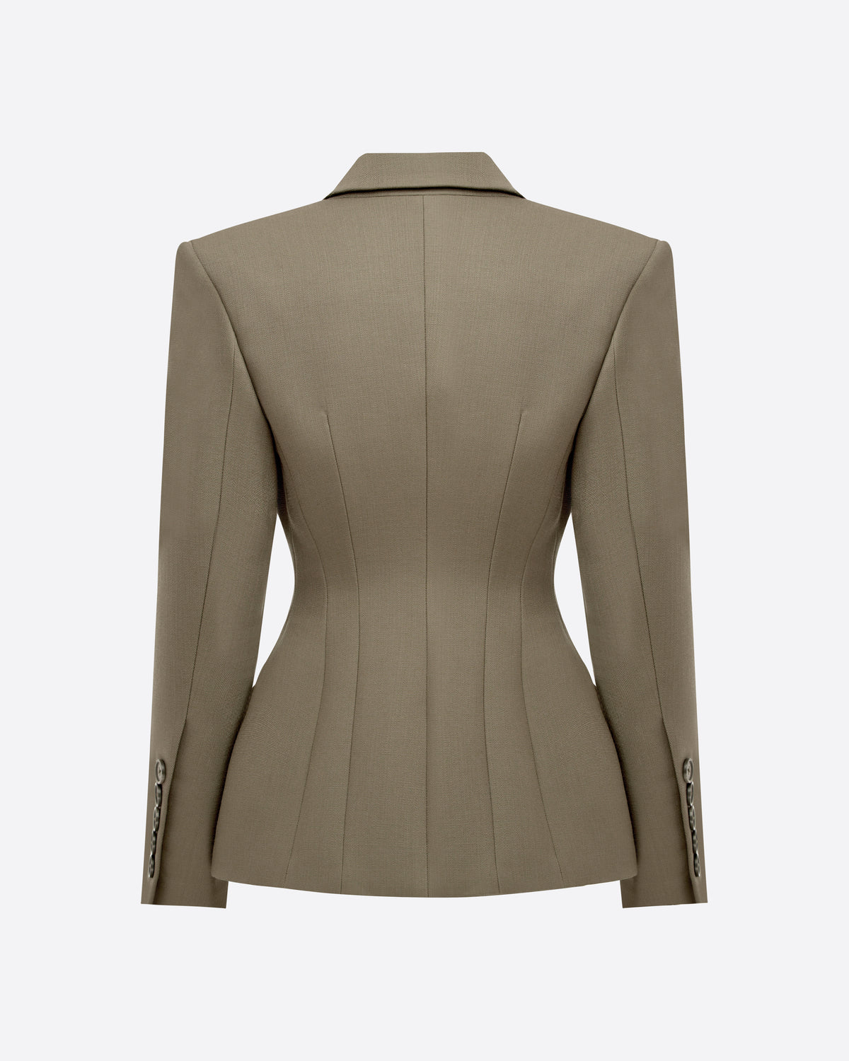 Double Breasted Fitted Blazer in Wool Suiting