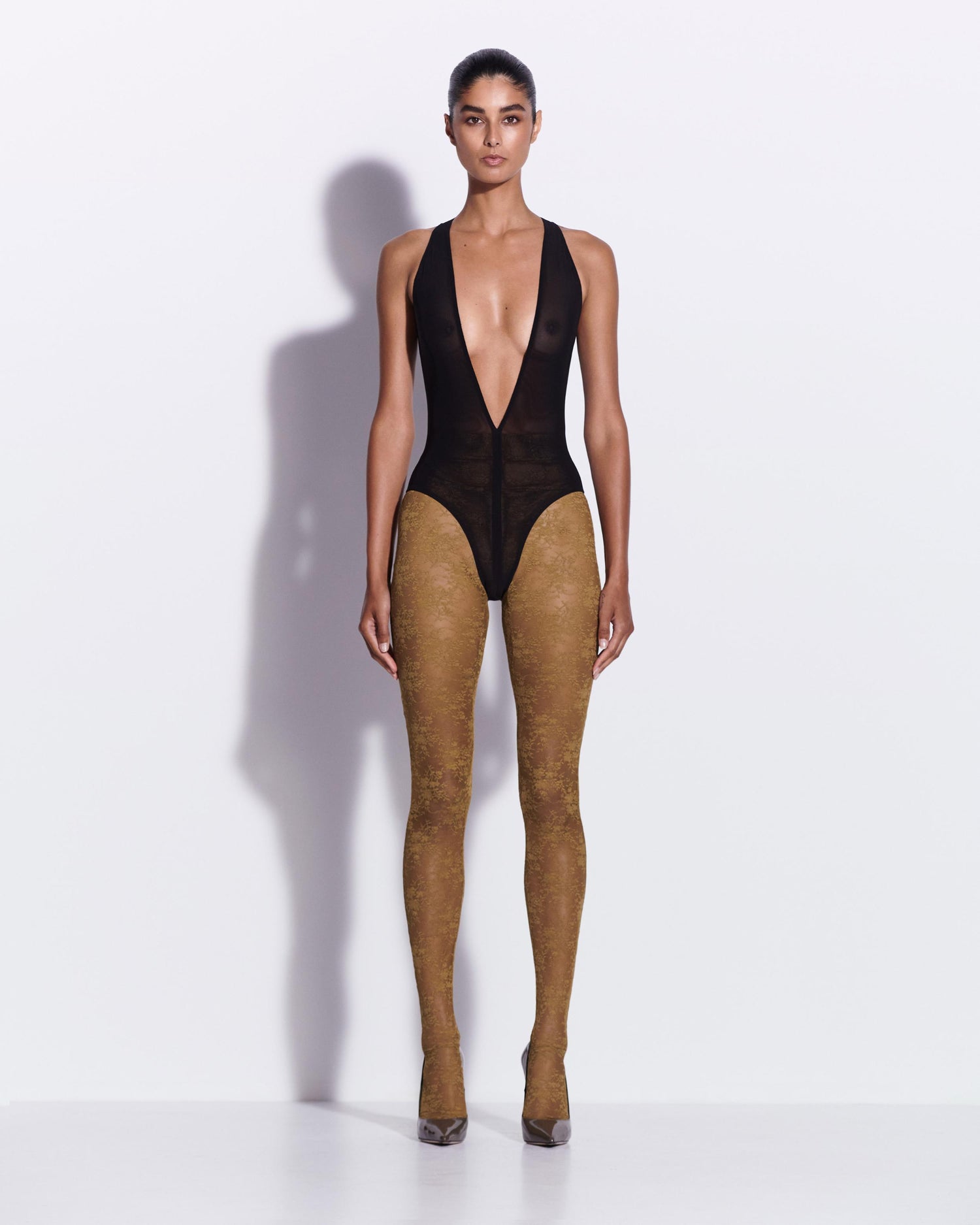 Halter Bodysuit in Stretch Mesh