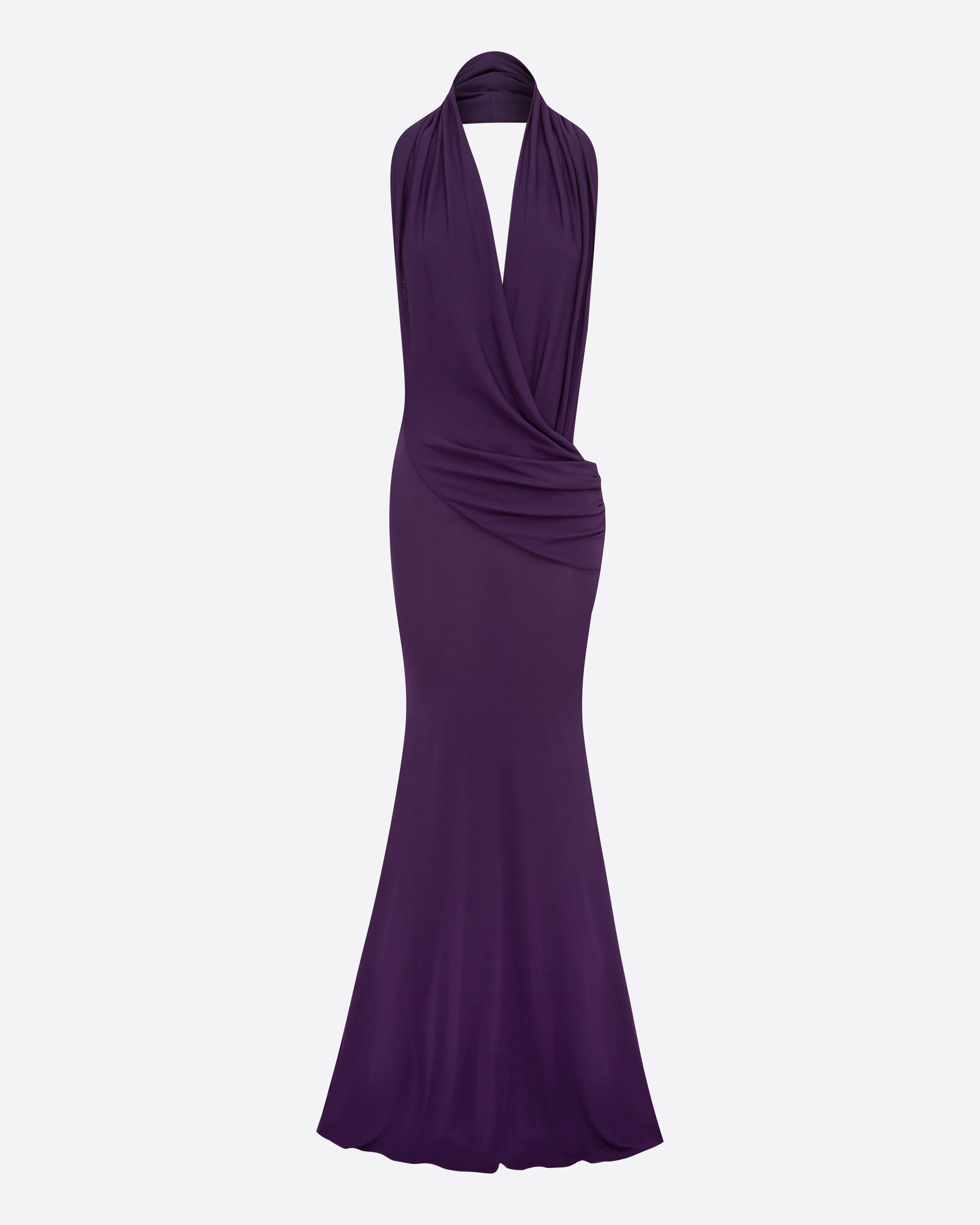 Halter Drape Gown in Dry Jersey