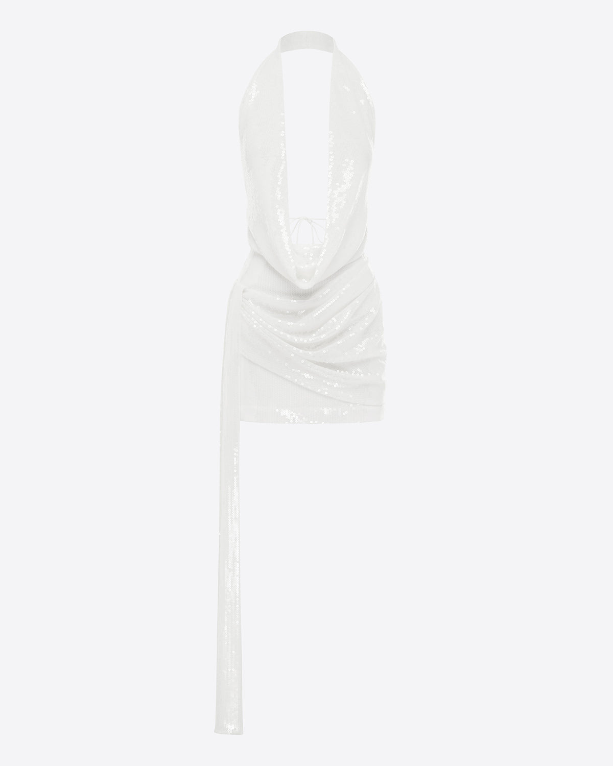 Halter Draped Wrap Mini Dress in Sequin