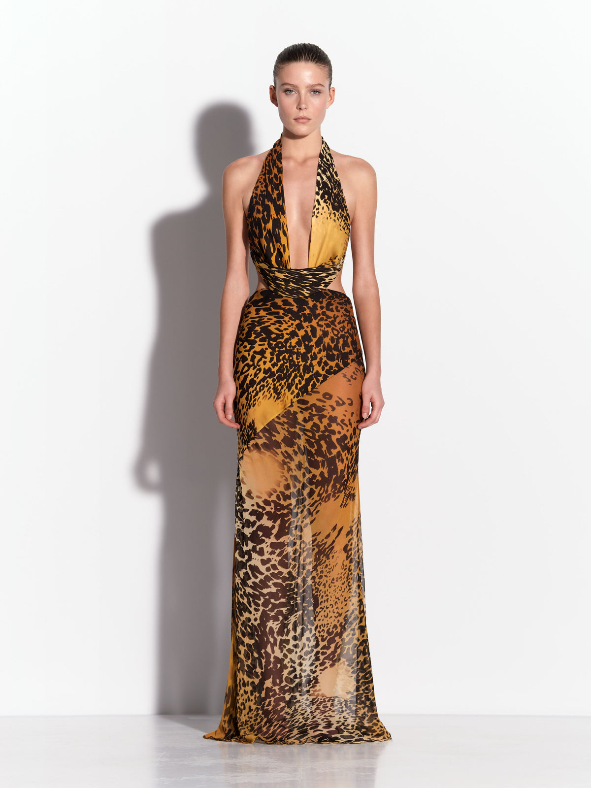 Halter Gown in Silk Georgette