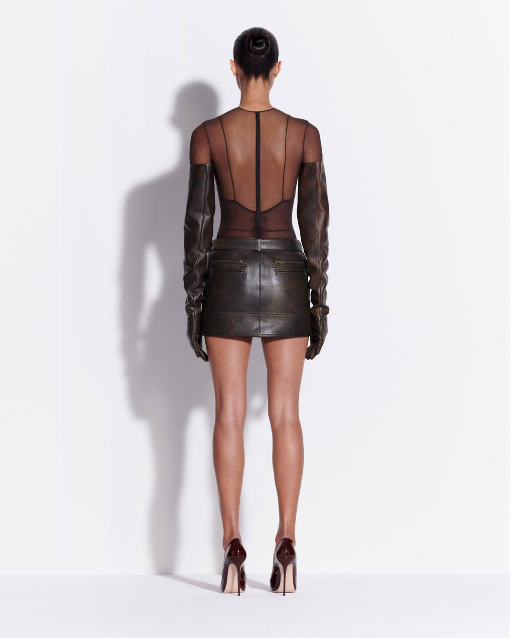 Long Sleeve Bodysuit in Fine Mesh
