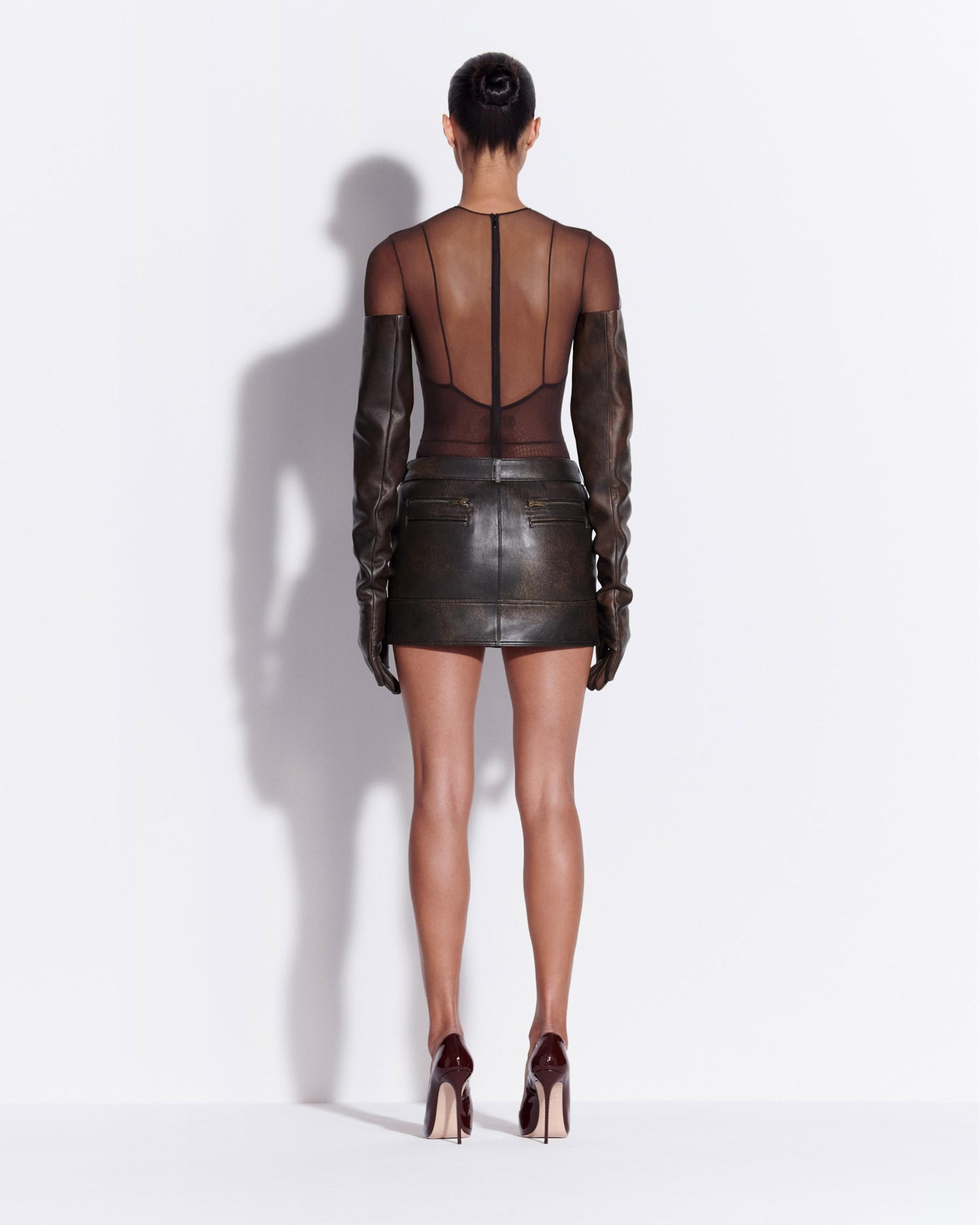 Long Sleeve Bodysuit in Fine Mesh
