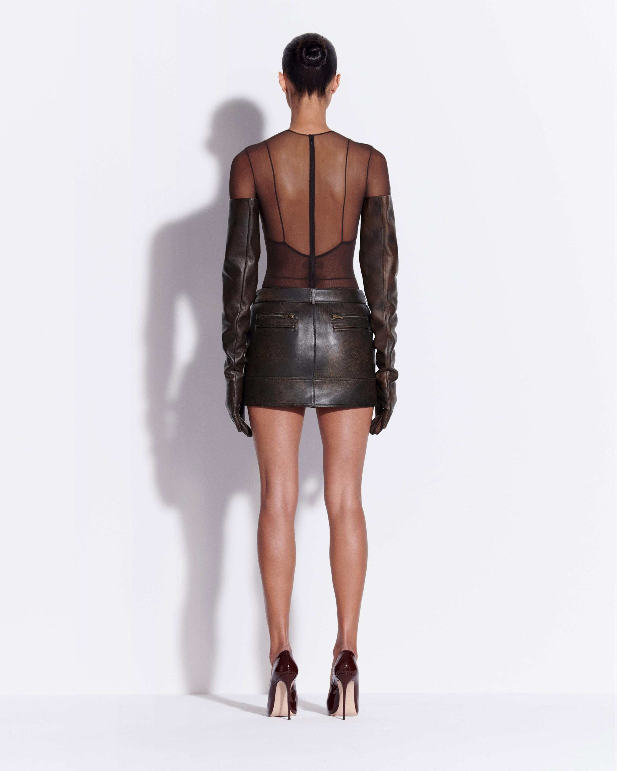 Long Sleeve Bodysuit in Fine Mesh