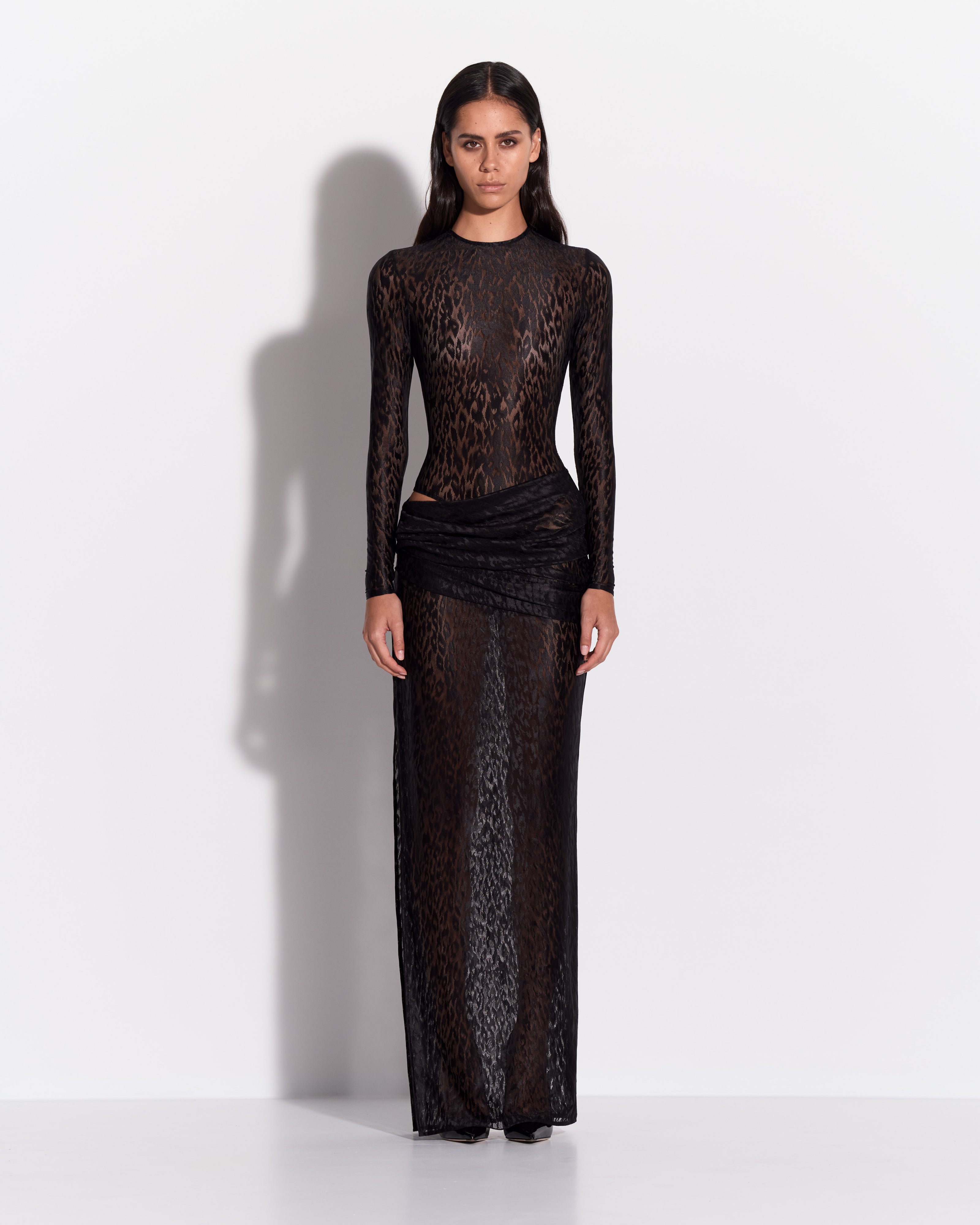 Long Sleeve Bodysuit in Leopard Lace