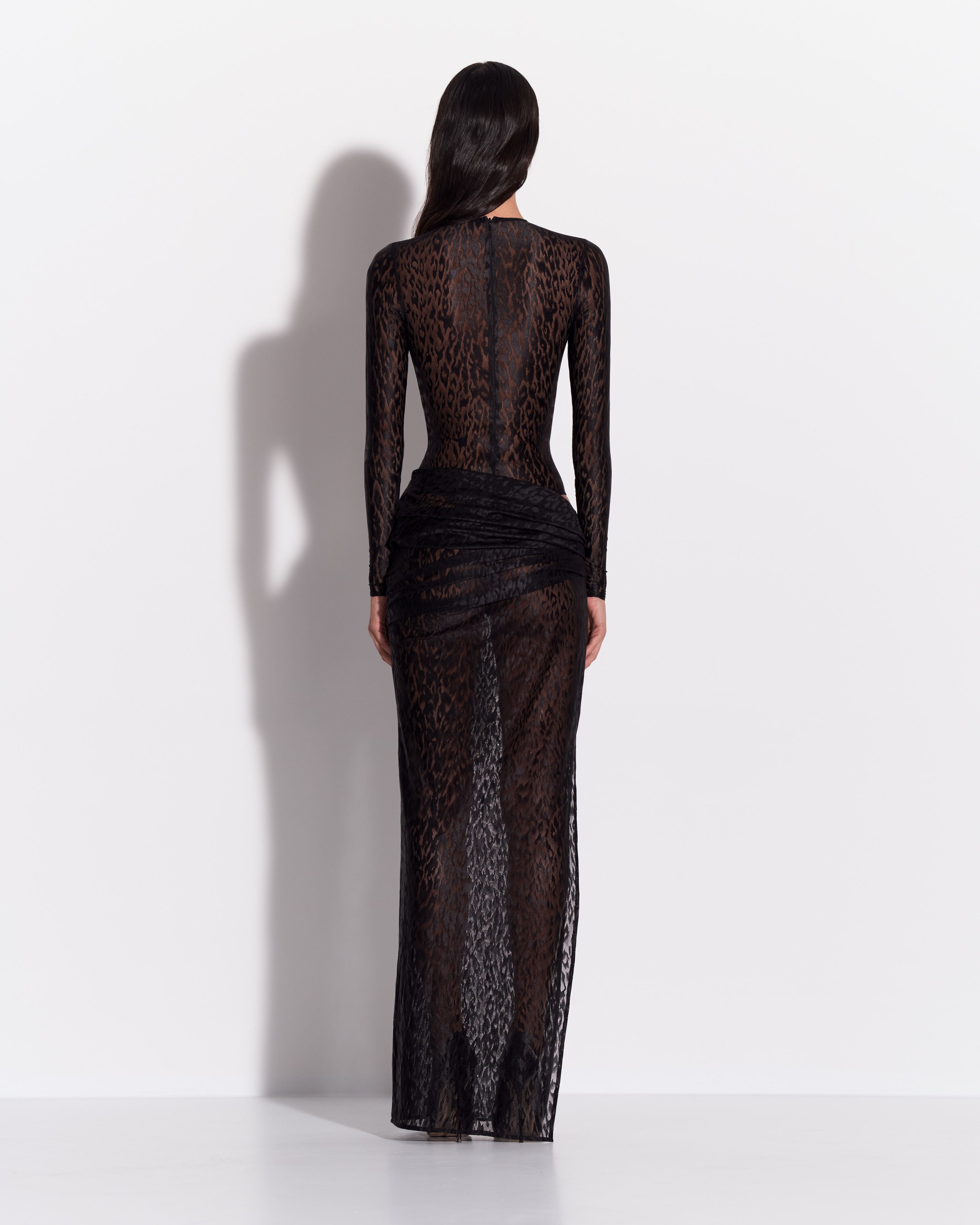 Long Sleeve Bodysuit in Leopard Lace