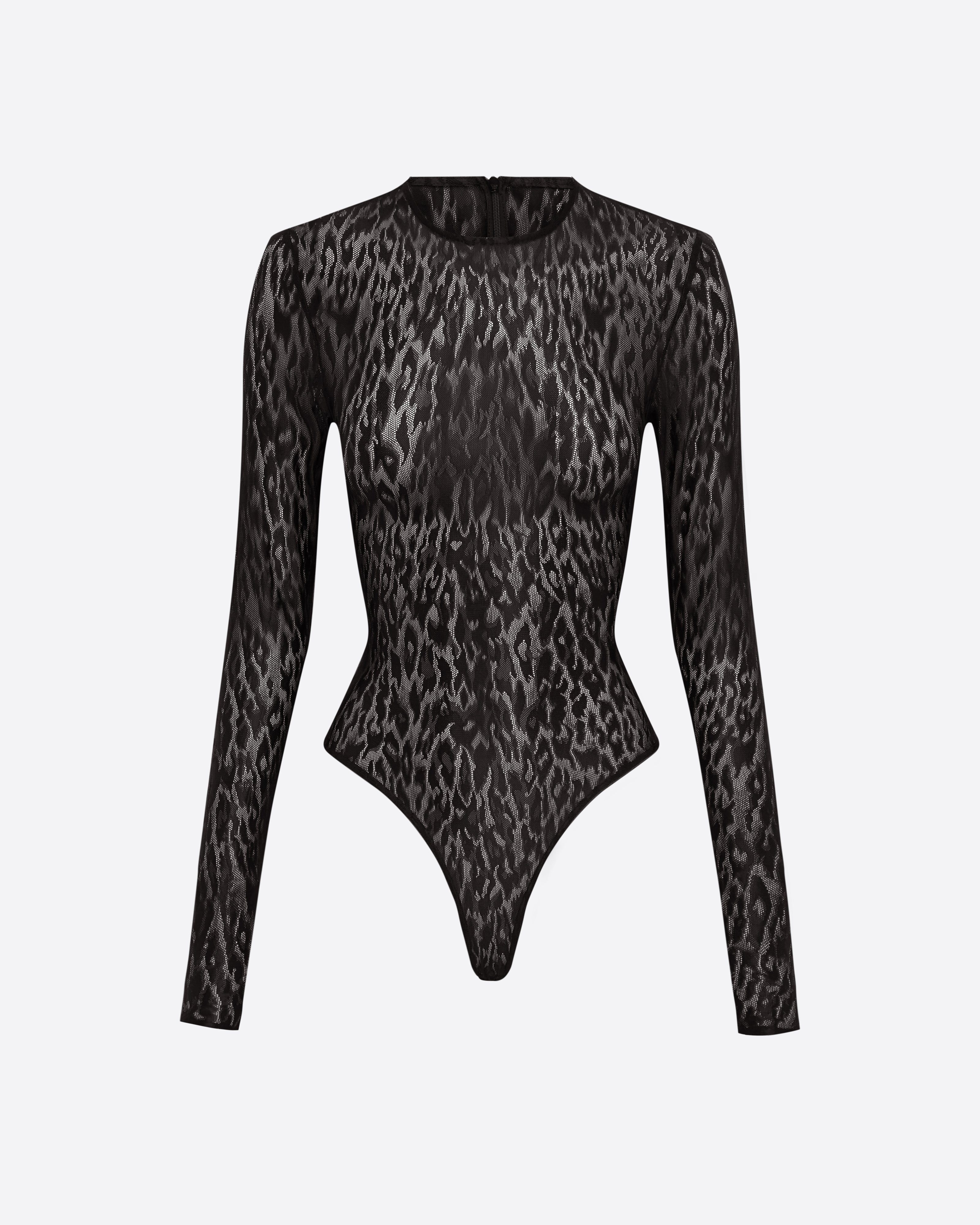 Long Sleeve Bodysuit in Leopard Lace