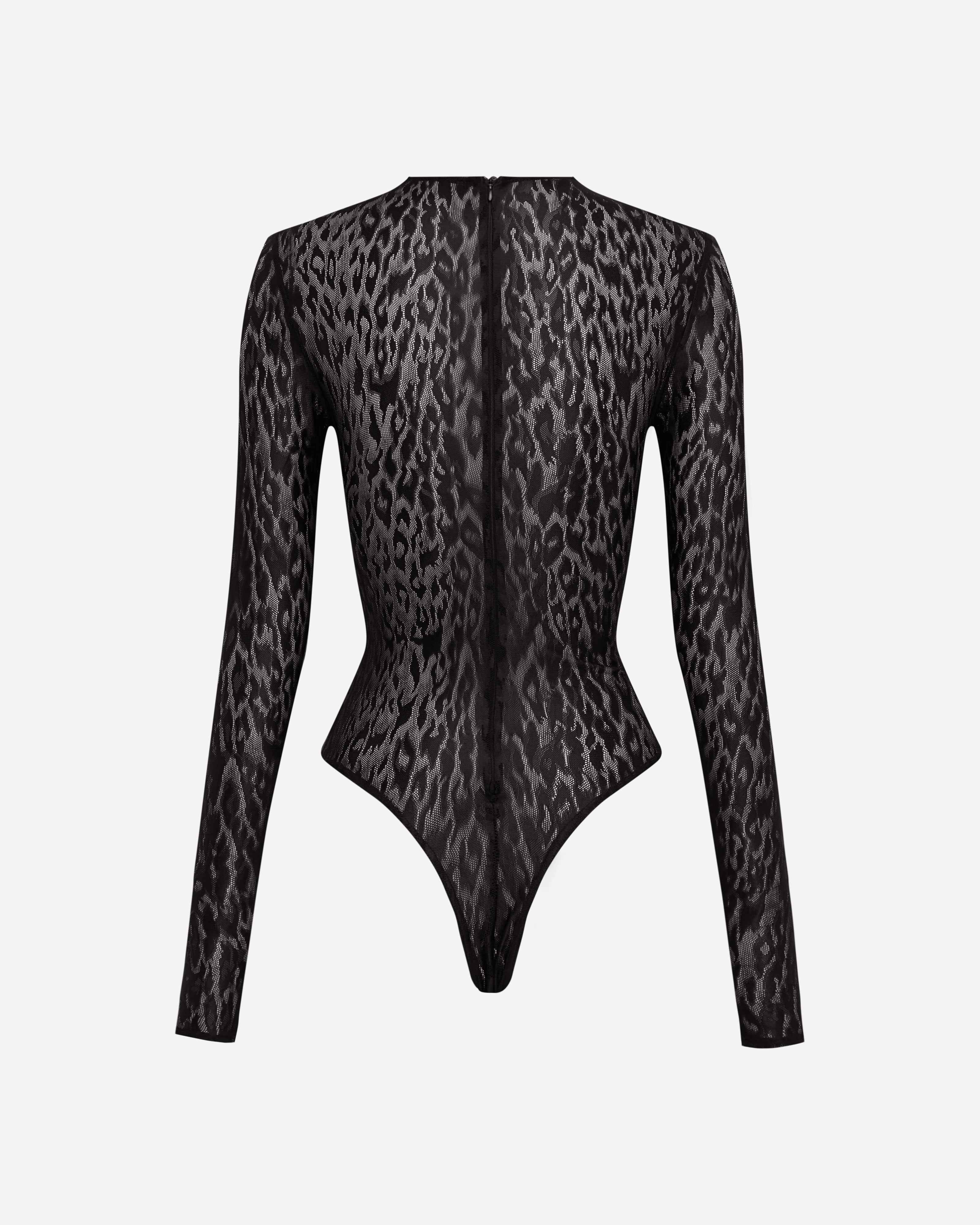 Long Sleeve Bodysuit in Leopard Lace