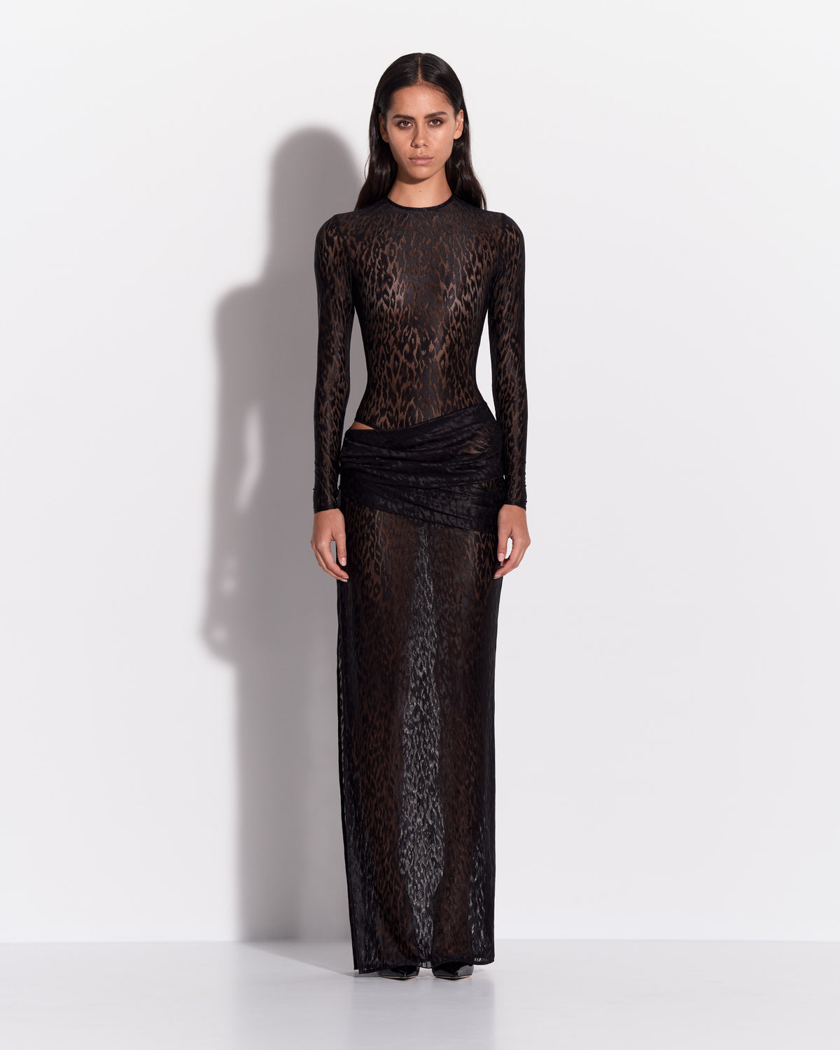 Long Sleeve Bodysuit in Leopard Lace