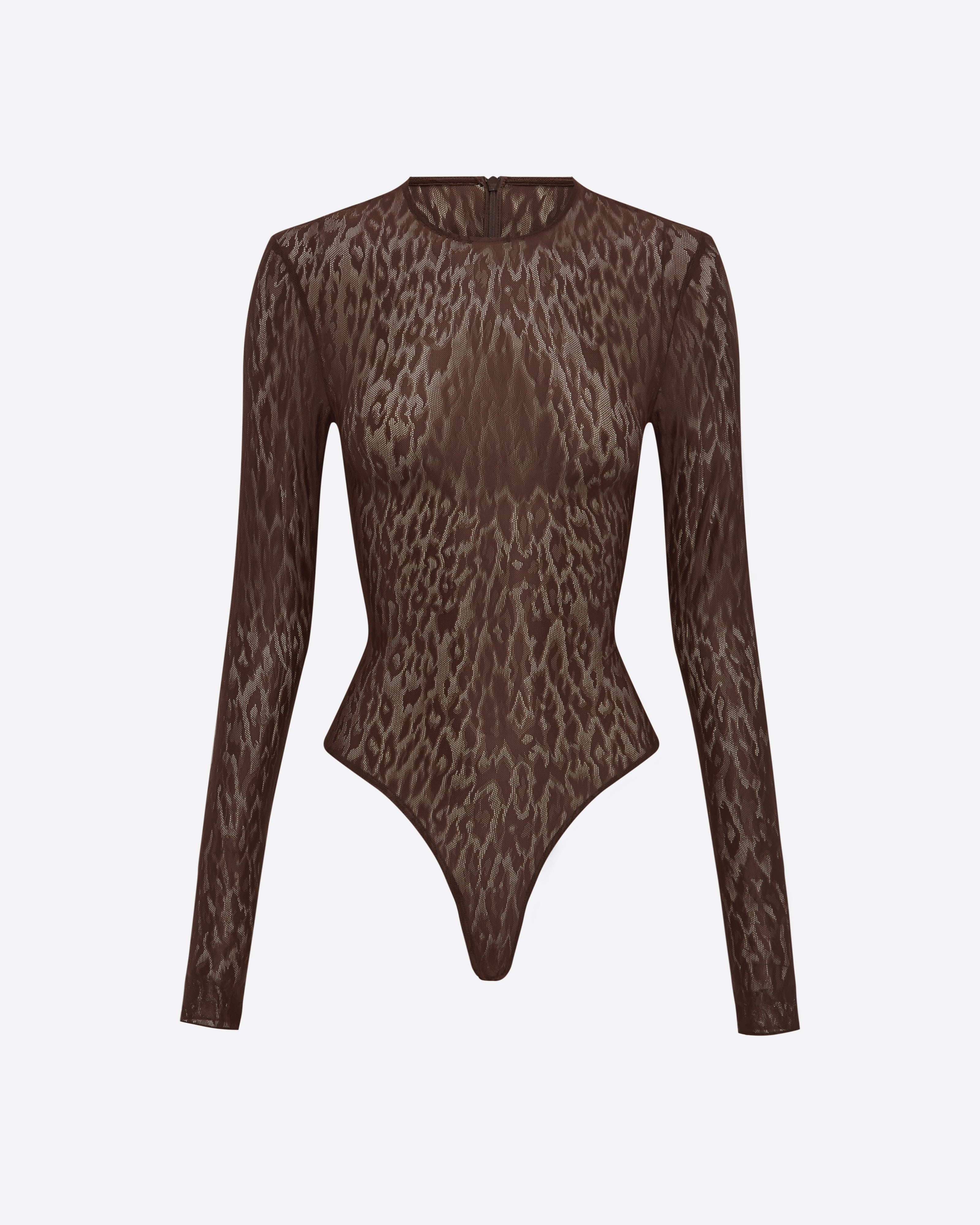Long Sleeve Bodysuit in Leopard Lace