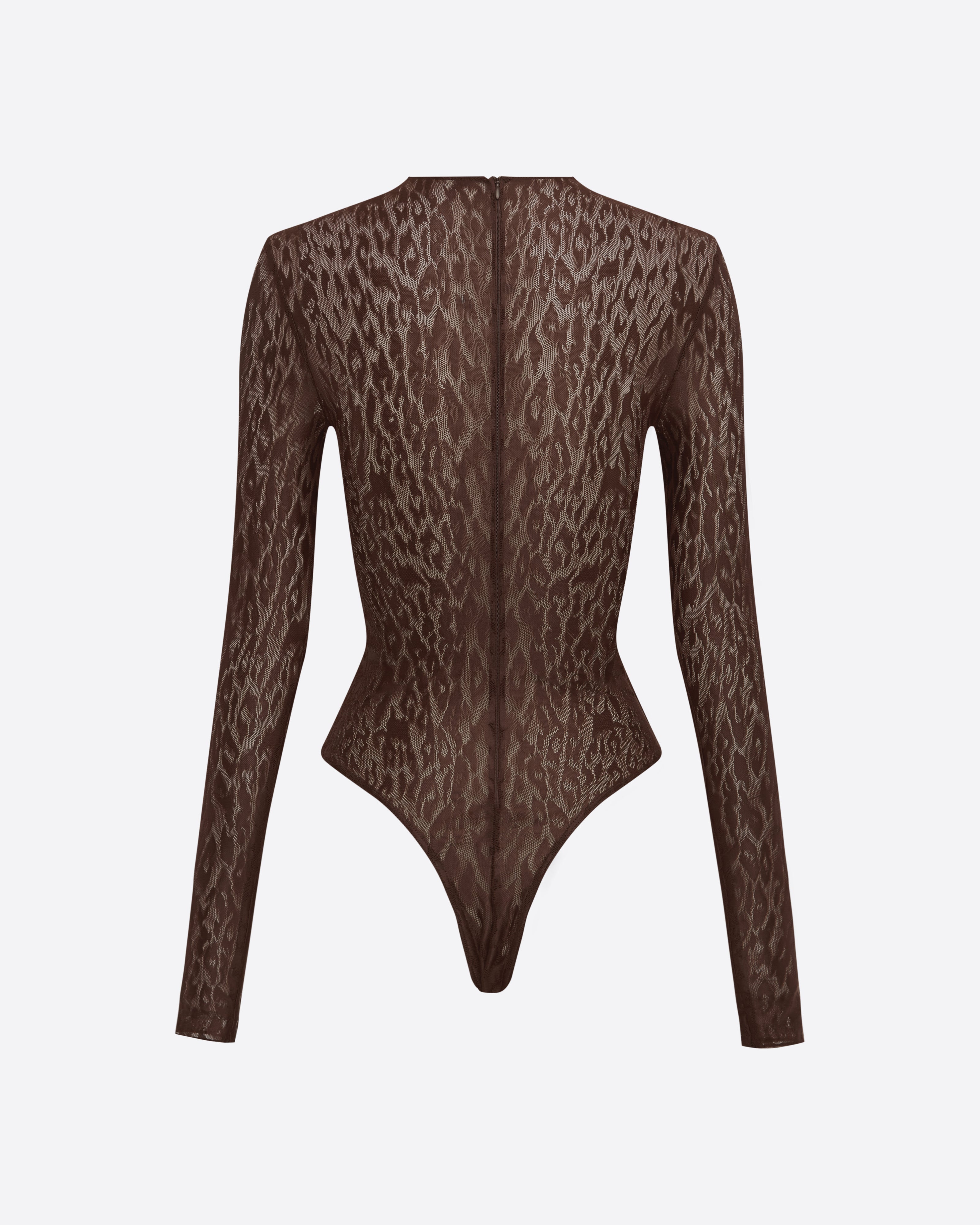 Long Sleeve Bodysuit in Leopard Lace