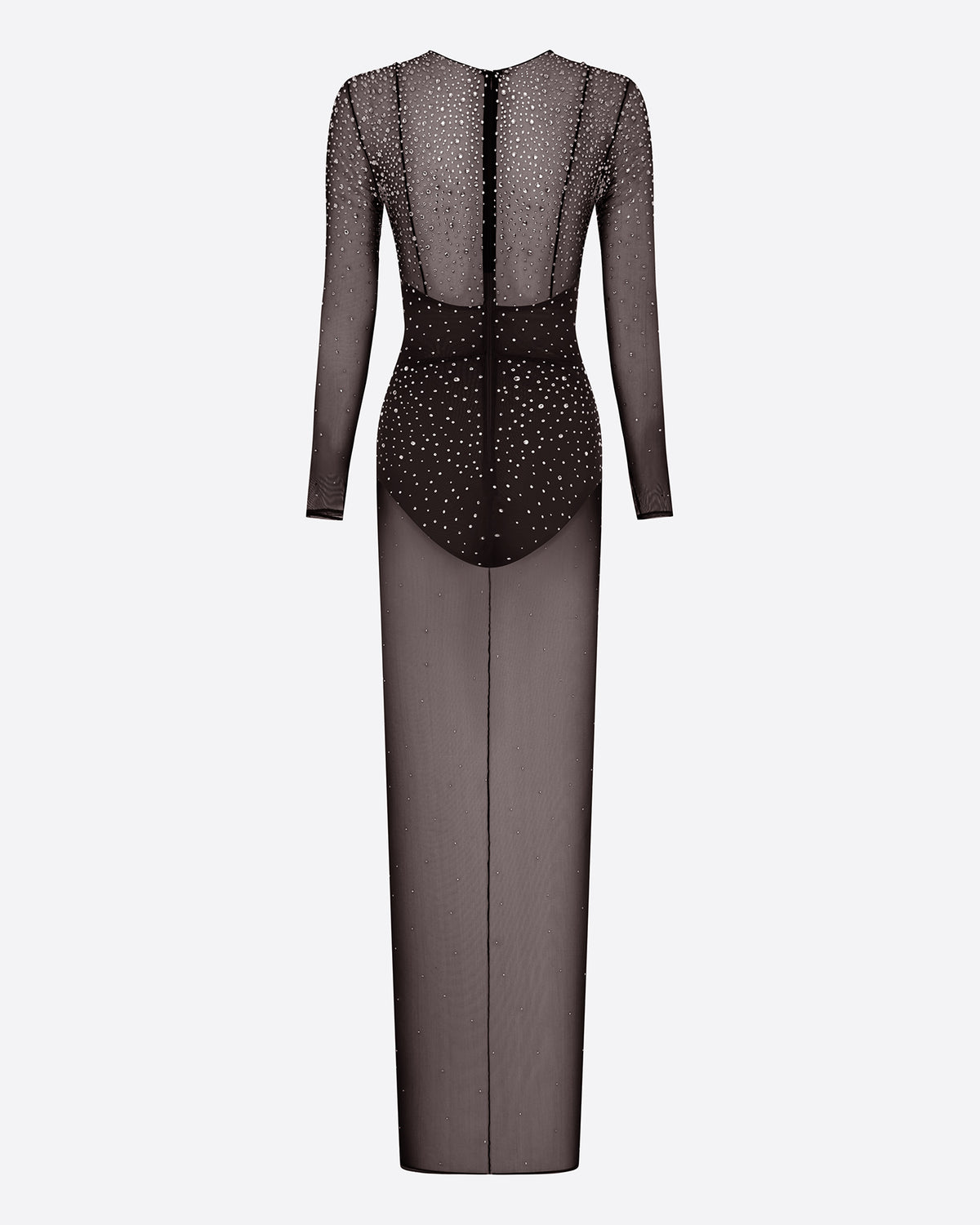 Long Sleeve Column in Crystal Mesh