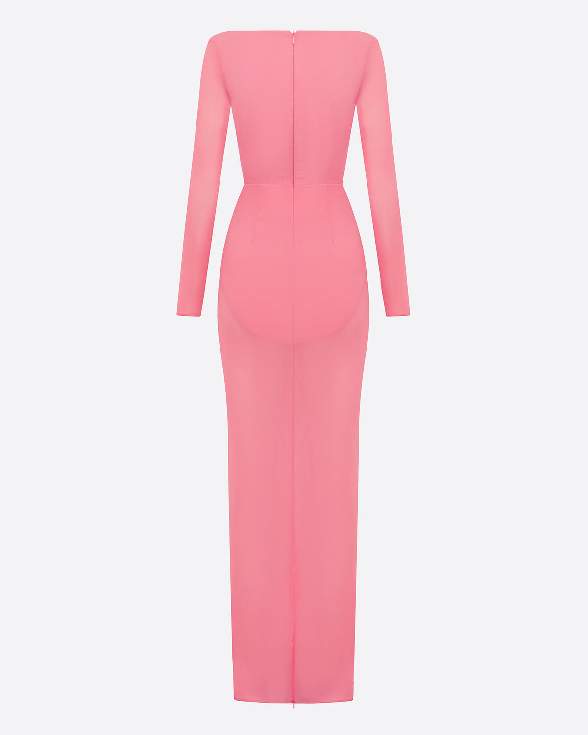 Long Sleeve Cupped Column in Stretch Mesh