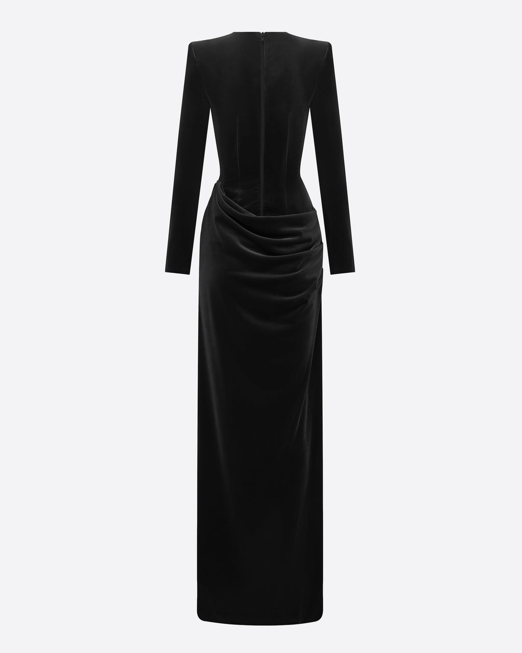 Long Sleeve Drape Column in Velvet