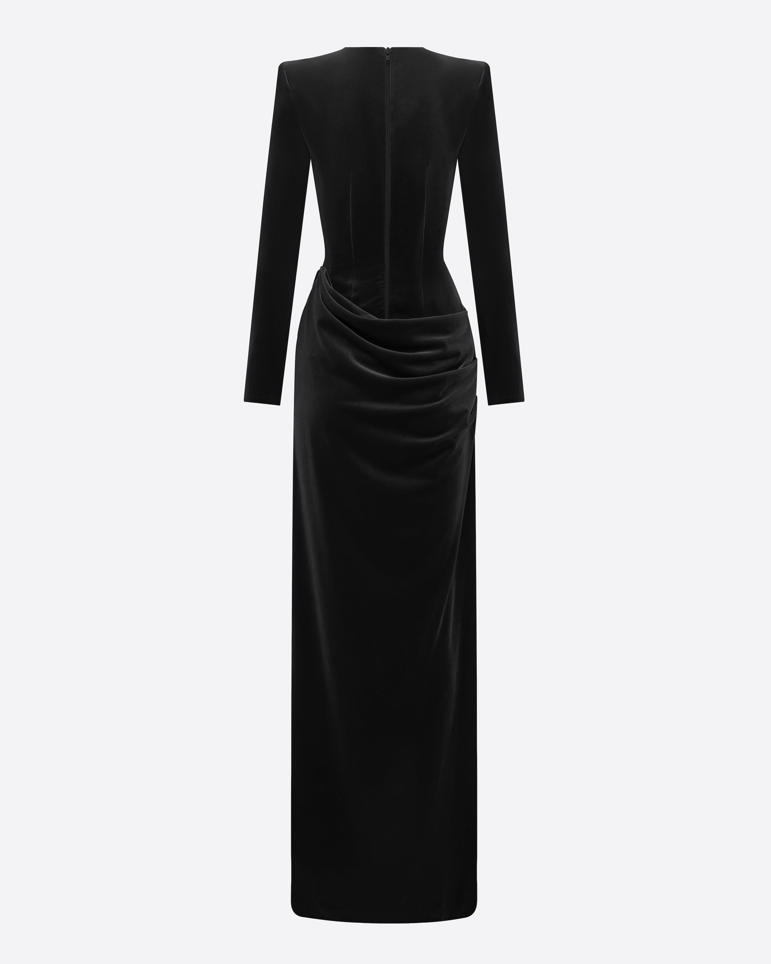 Long Sleeve Drape Column in Velvet