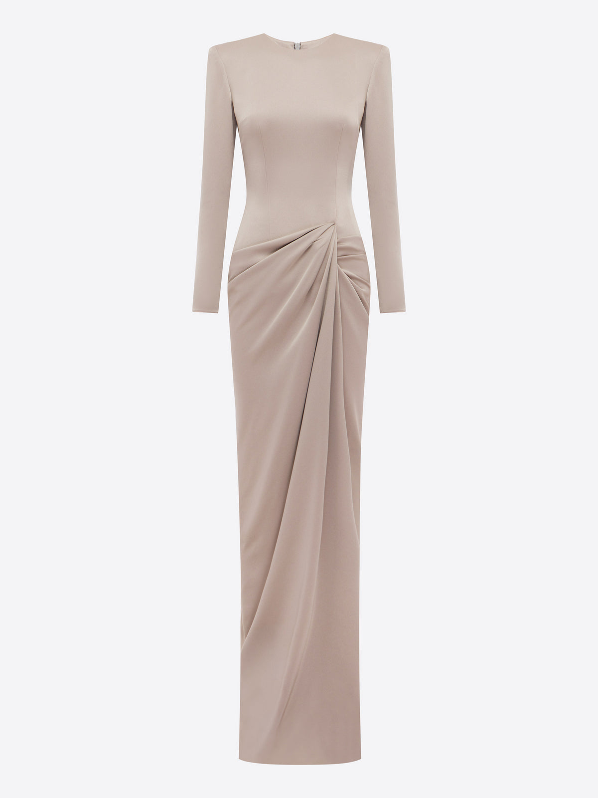 Long Sleeve Draped Gown in Satin Crepe - d1865re27-long-sleeve-draped-gown-in-satin-crepe-rock-11.jpg